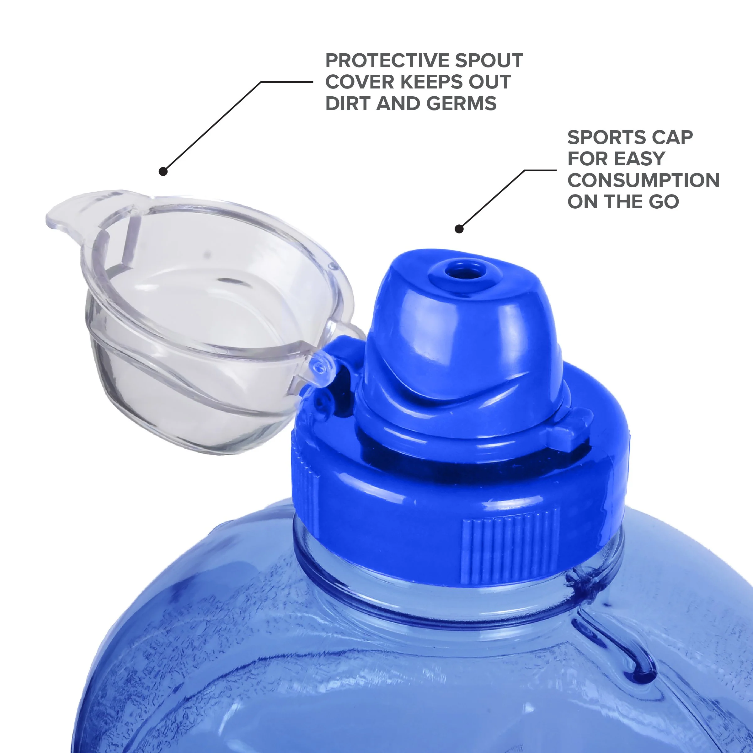 GEO 1/2 Gallon BPA-Free Plastic Water Bottle w/ Sports Cap - Blue - Image 5