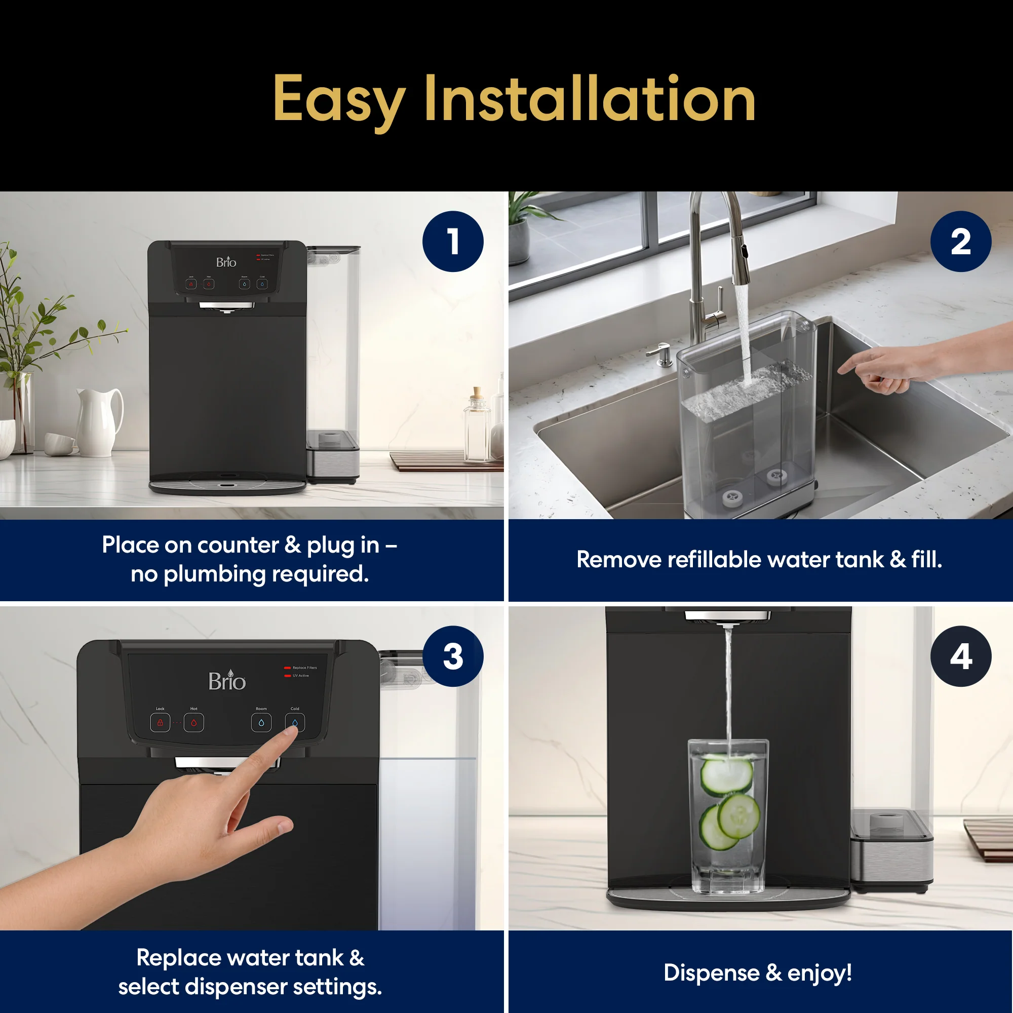 Brio 630 3-Stage Reverse Osmosis Countertop Water Dispenser - Image 4