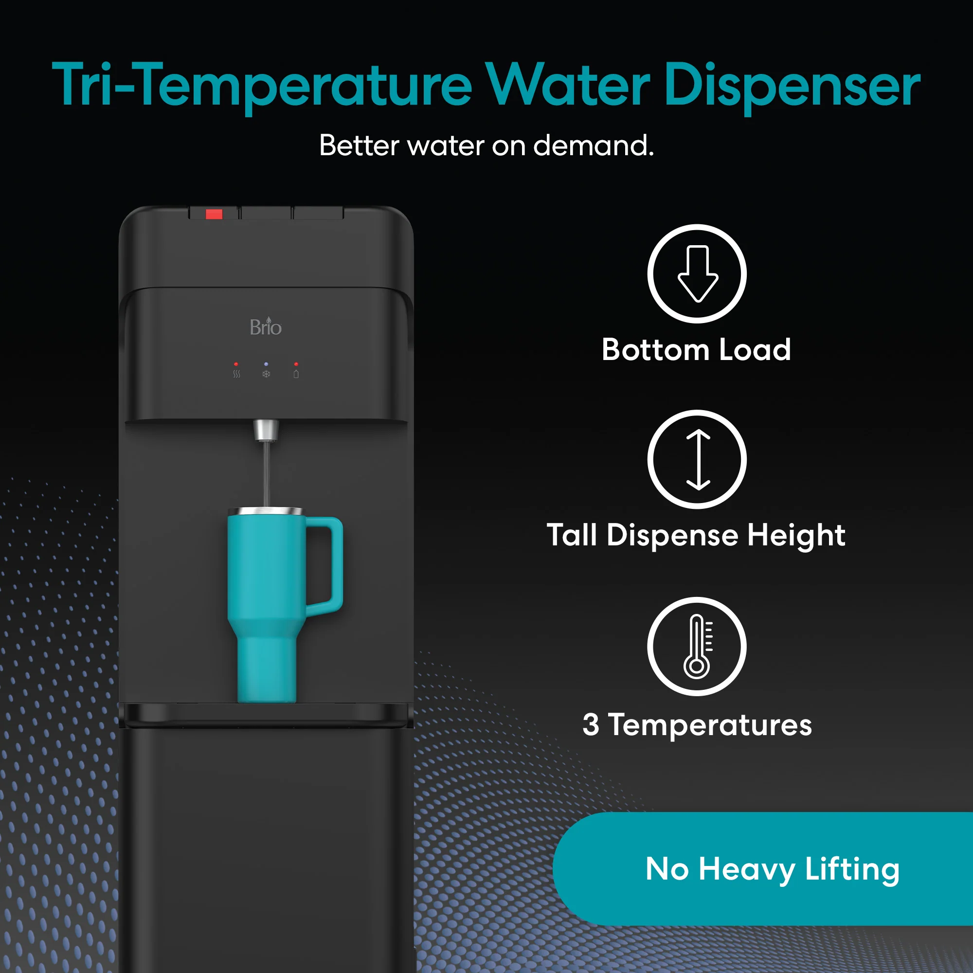 Brio 425 Tri-Temperature Black Bottom Load Water Cooler - Image 2