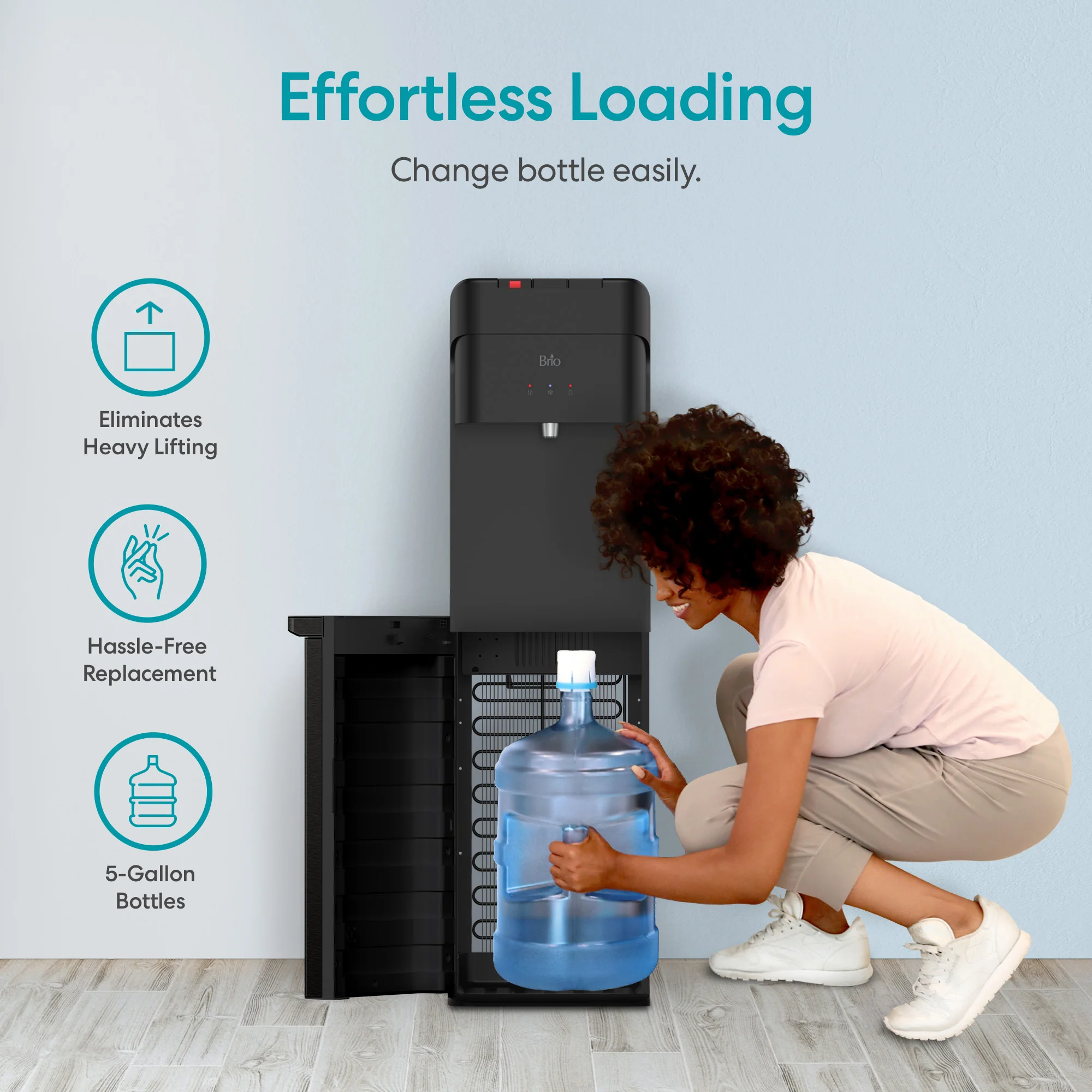 Brio 425 Tri-Temperature Black Bottom Load Water Cooler - Image 3