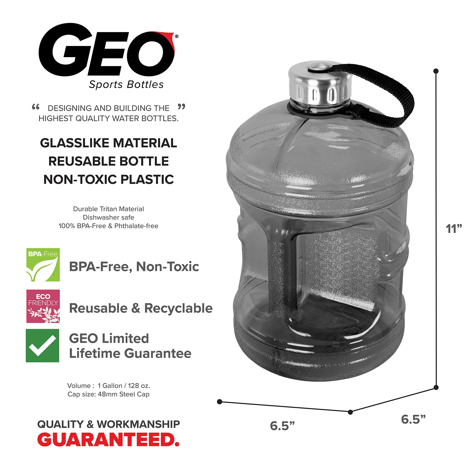 GEO 1-Gallon BPA-Free Sports Bottle With Stainless Steel Cap - Image 12