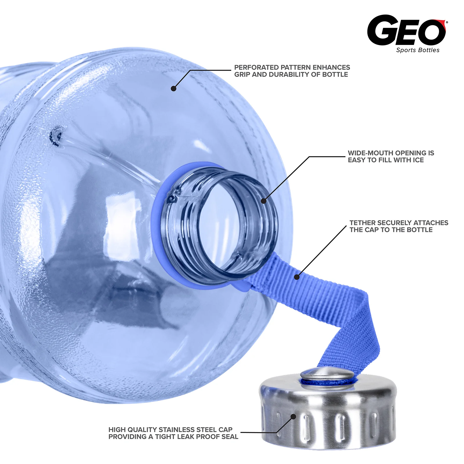 GEO 1-Gallon BPA-Free Sports Bottle With Stainless Steel Cap - Image 20