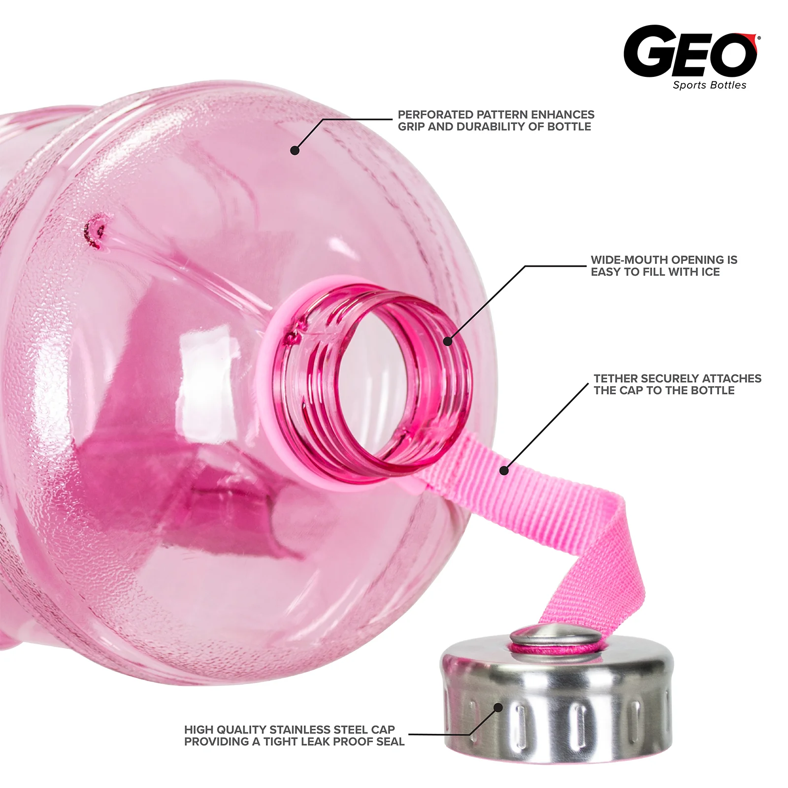 GEO 1-Gallon BPA-Free Sports Bottle With Stainless Steel Cap - Image 3