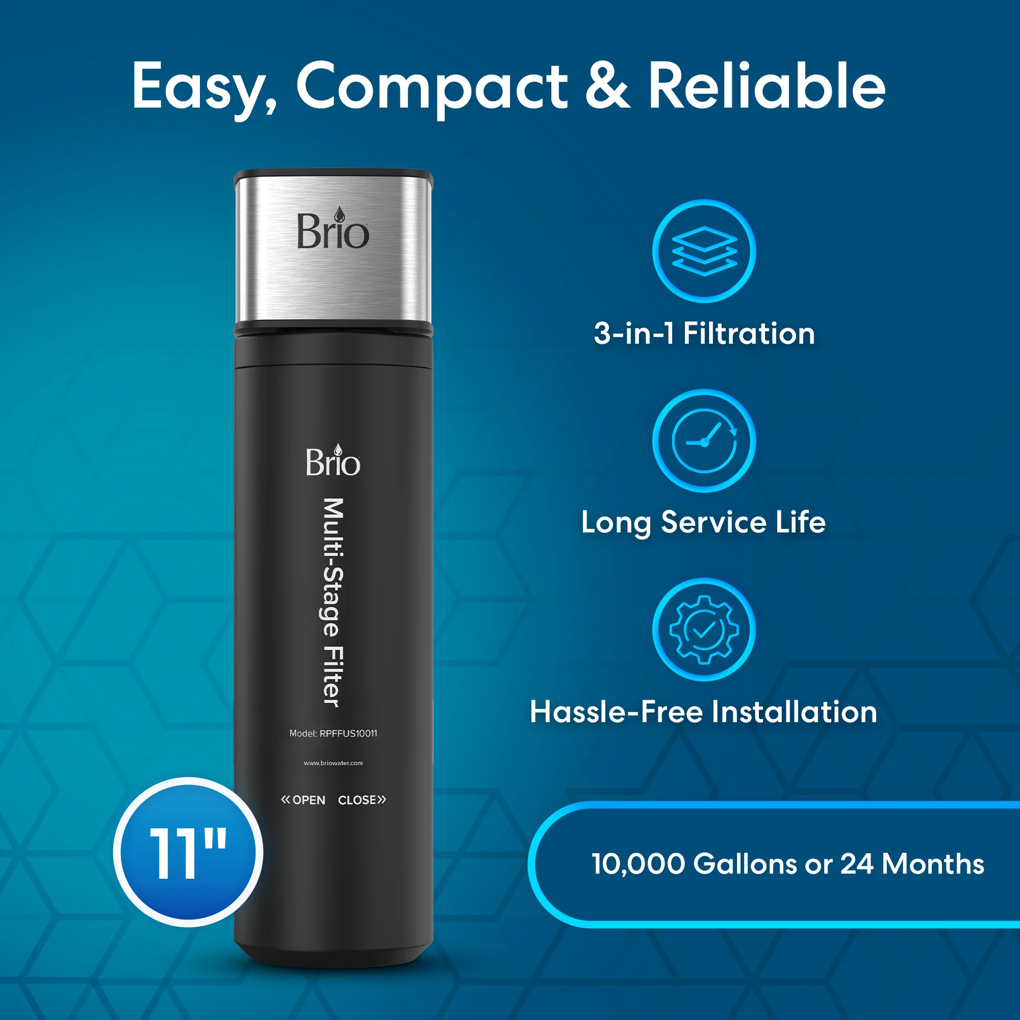 11" All-in-One 3-Stage Under Sink Water Filter - Image 3