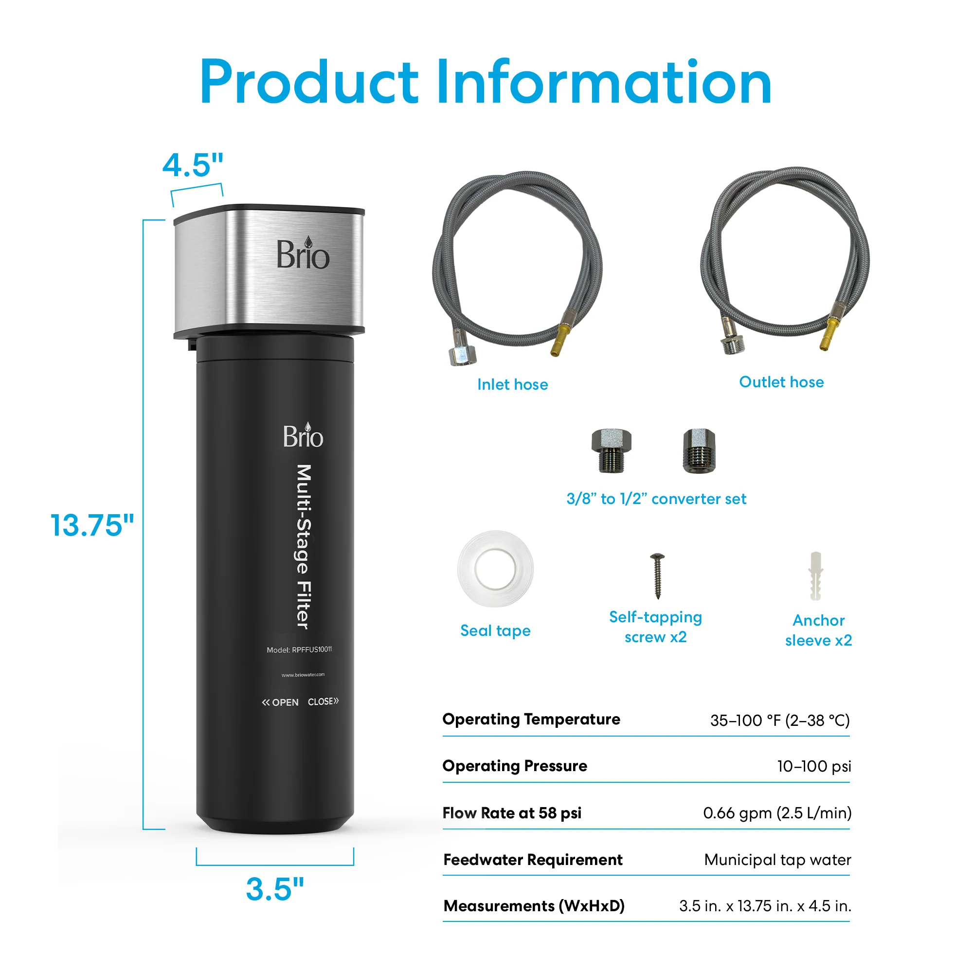 11" All-in-One 3-Stage Under Sink Water Filter - Image 9