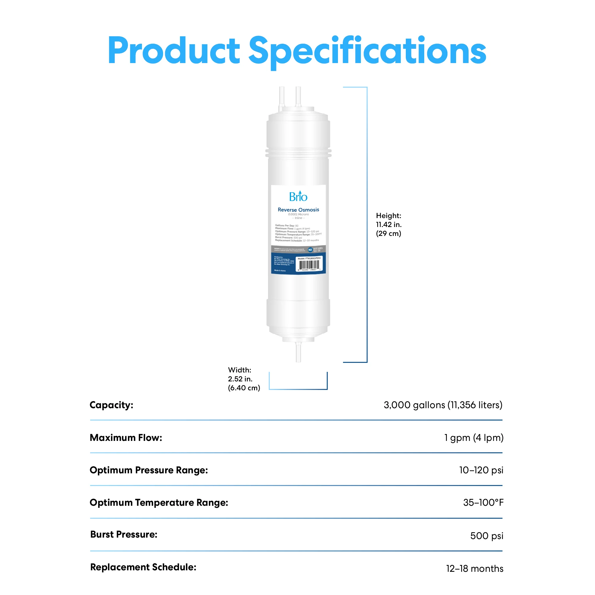 Brio 14" RO Inline Filter 100GPD - Image 9