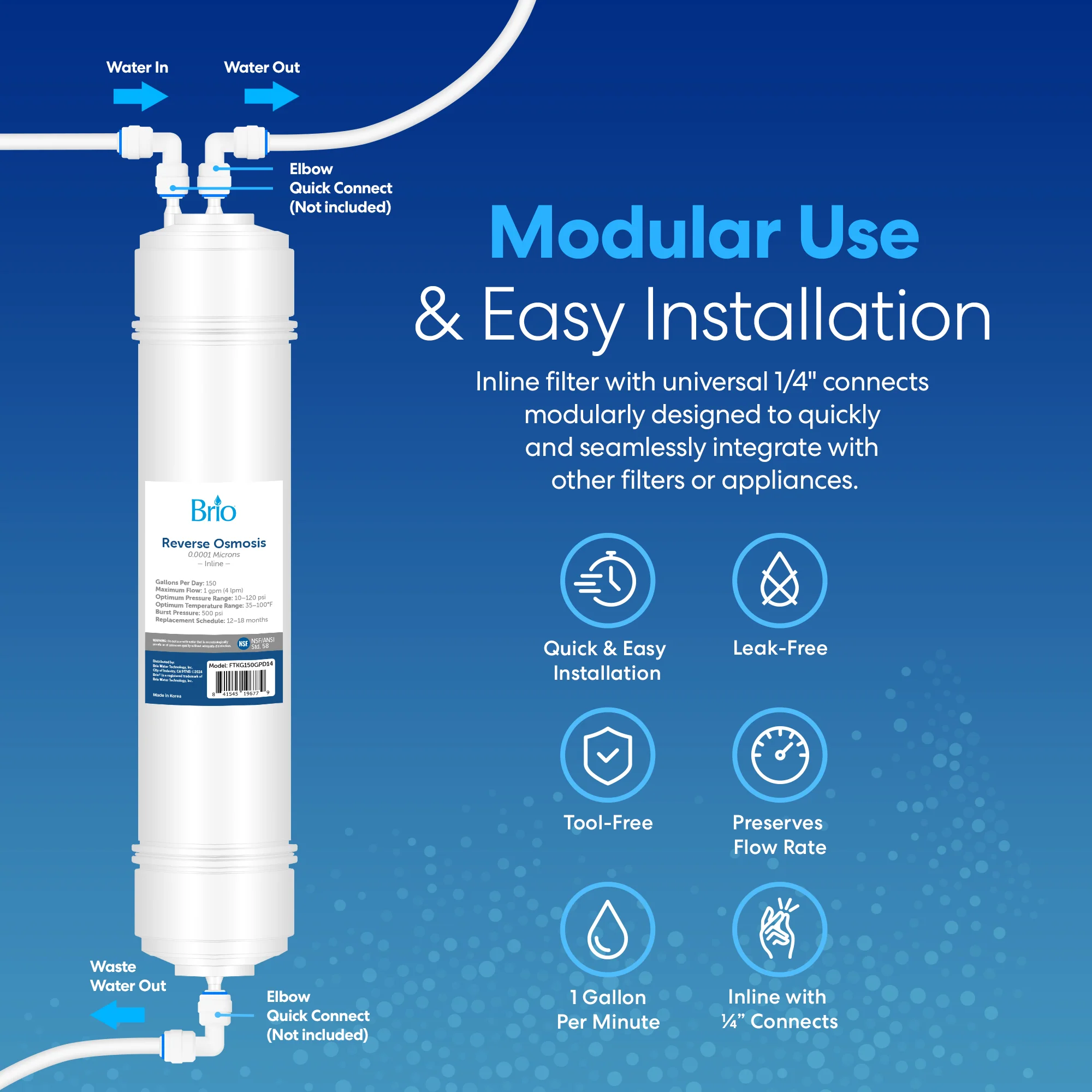 Brio 14" RO Inline Filter 150GPD - Image 2