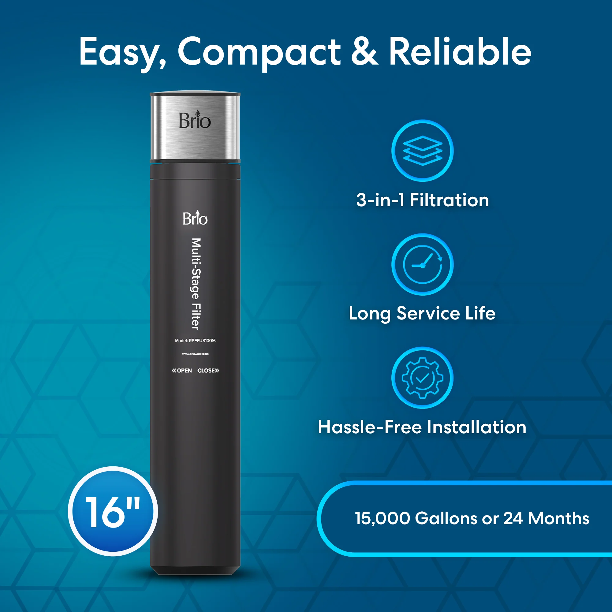 16" All-in-One 3-Stage Under Sink Water Filter - Image 3