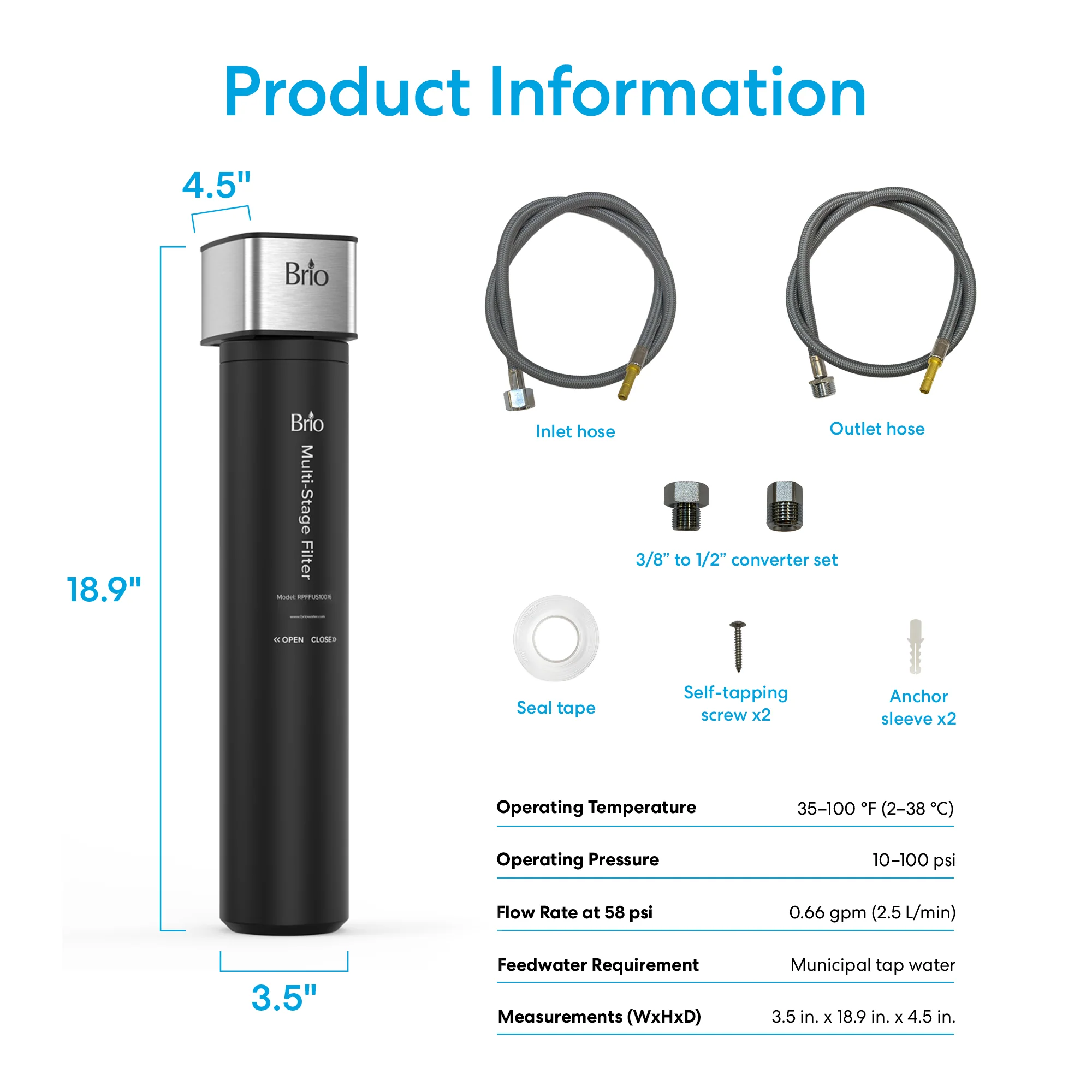 16" All-in-One 3-Stage Under Sink Water Filter - Image 9