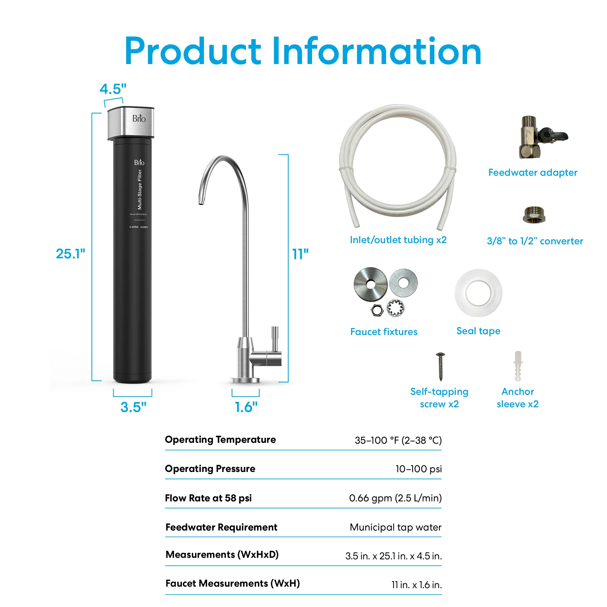 22" All-in-One 3-Stage Under Sink Water Filter & Faucet - Image 9