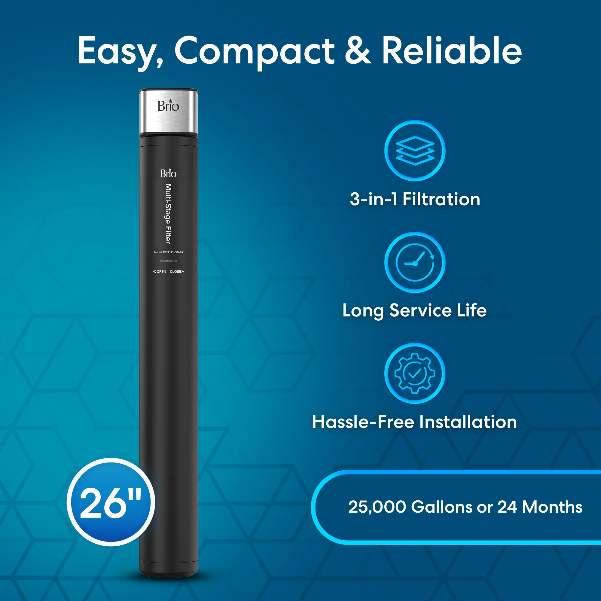 26" All-in-One 3-Stage Under Sink Water Filter  - Image 3