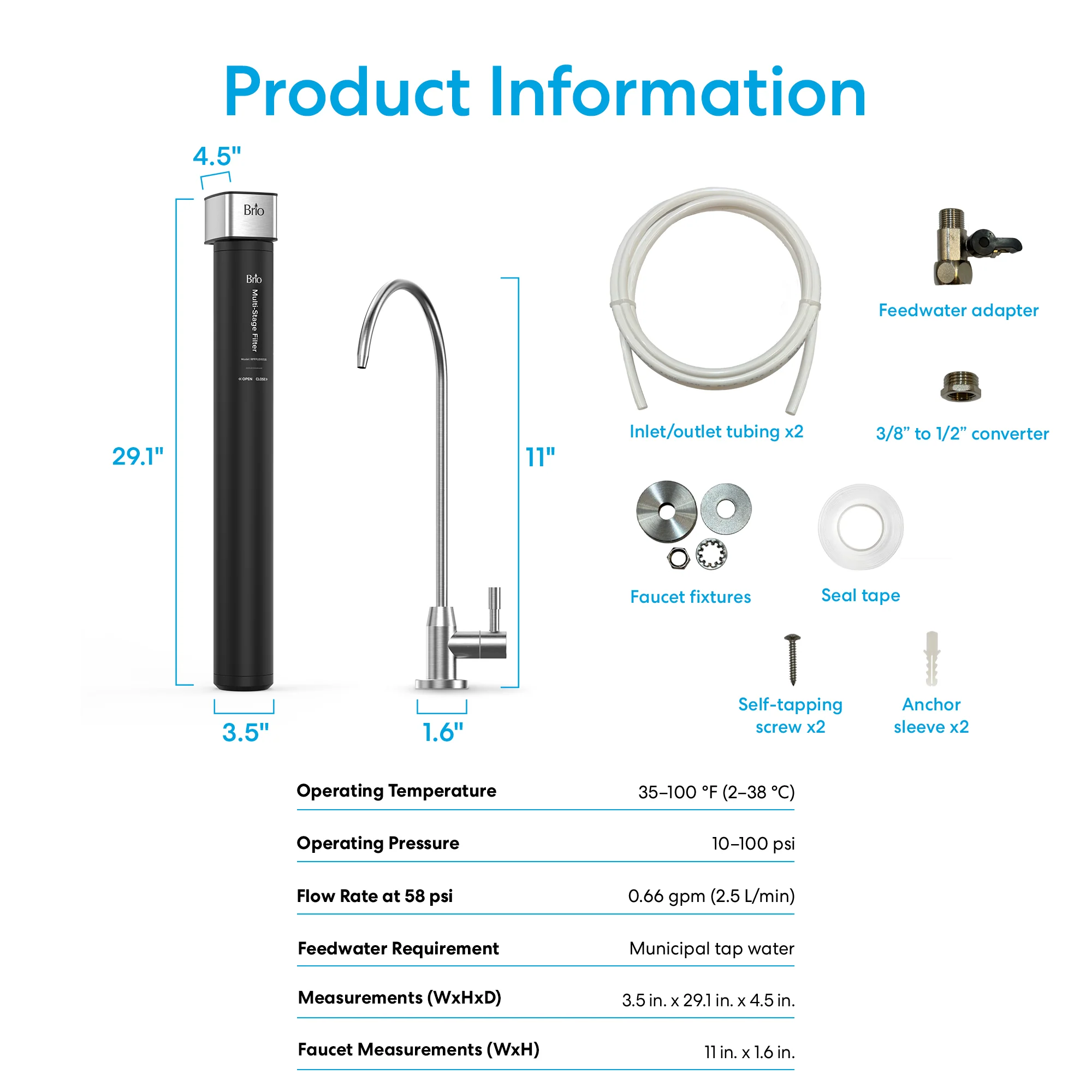 26" All-in-One 3-Stage Under Sink Water Filter & Faucet - Image 9