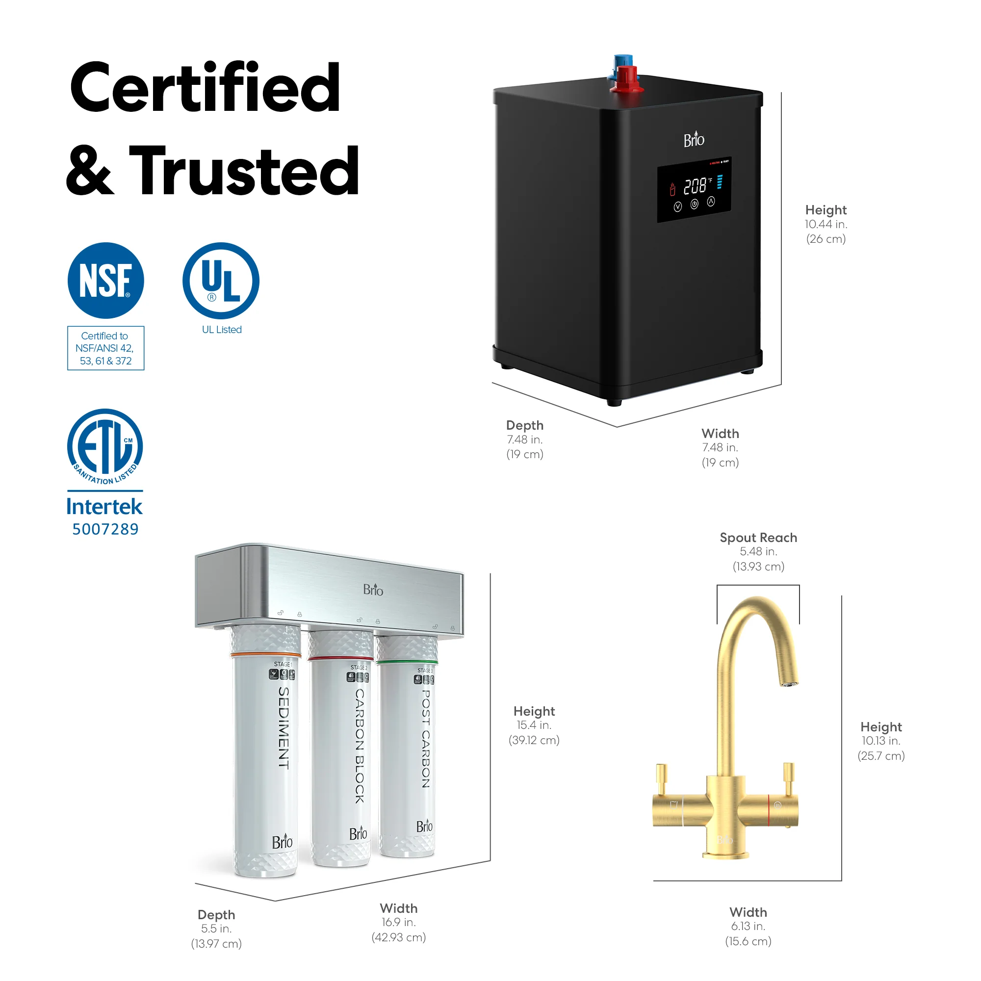 Brio 3-Stage Digital Instant Hot Water Undersink Dispenser System -  Brushed Gold - Image 9