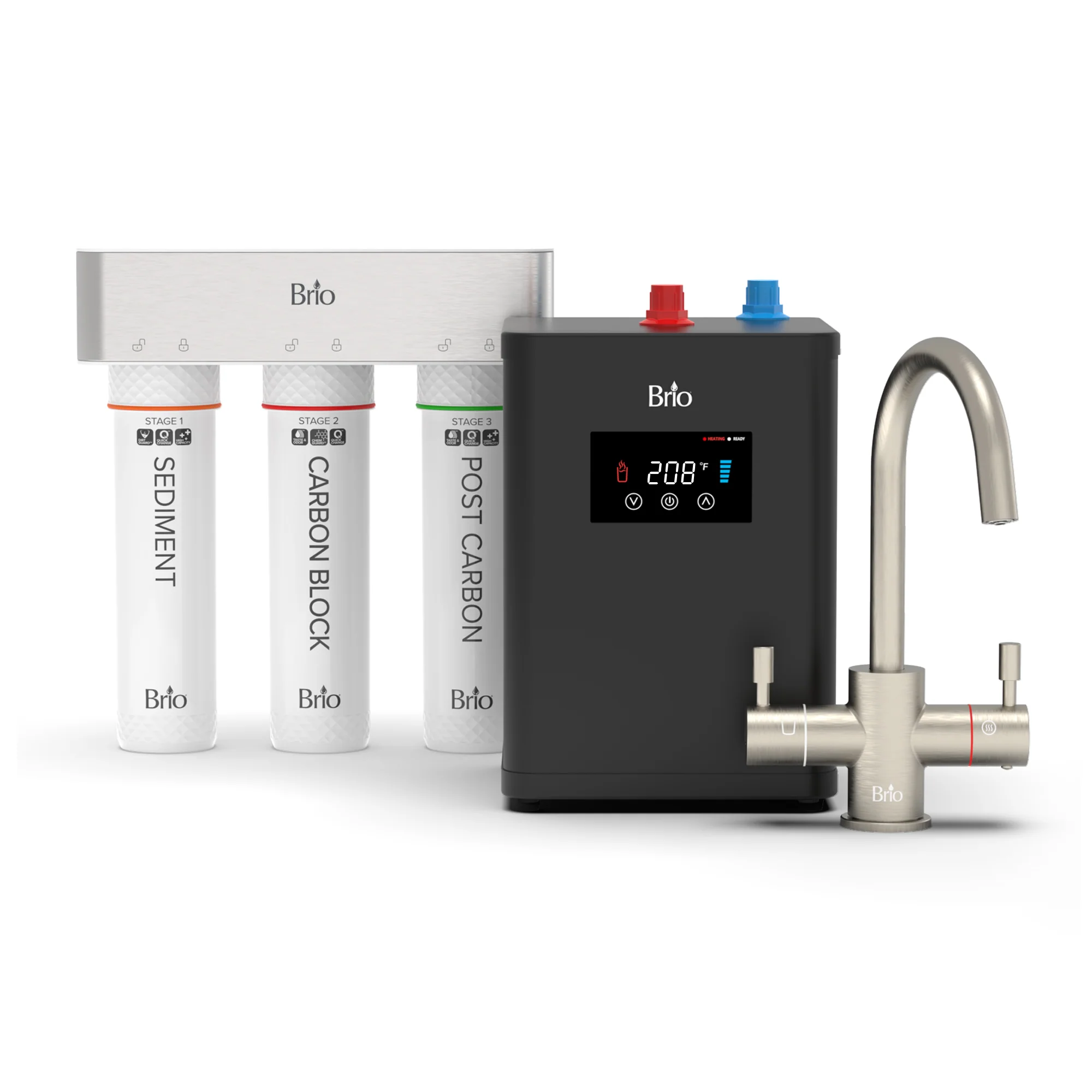 Brio 3-Stage Digital Instant Hot Water Undersink Dispenser System - Brushed Nickel