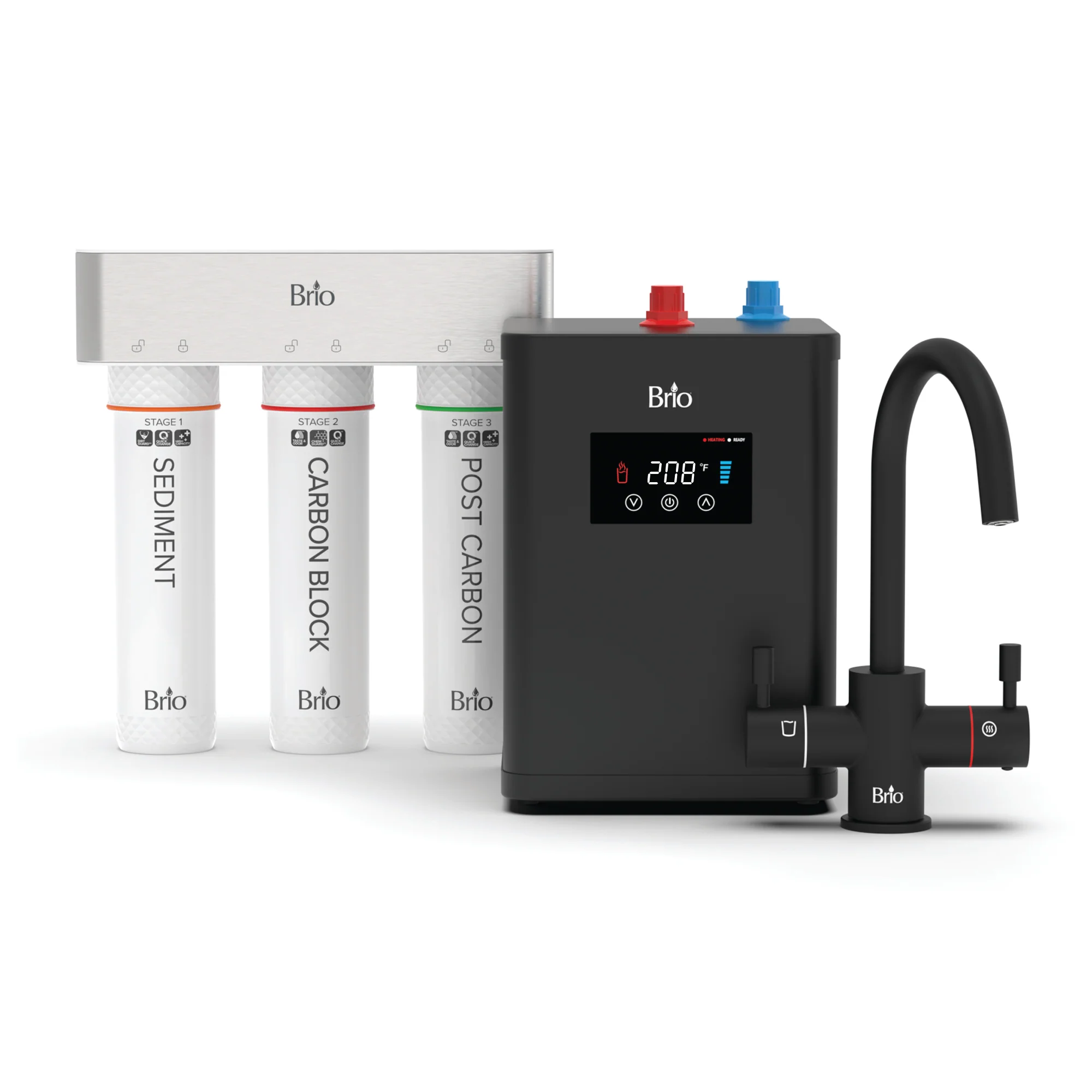 Brio 3-Stage Digital Instant Hot Water Undersink Dispenser System - Matte Black