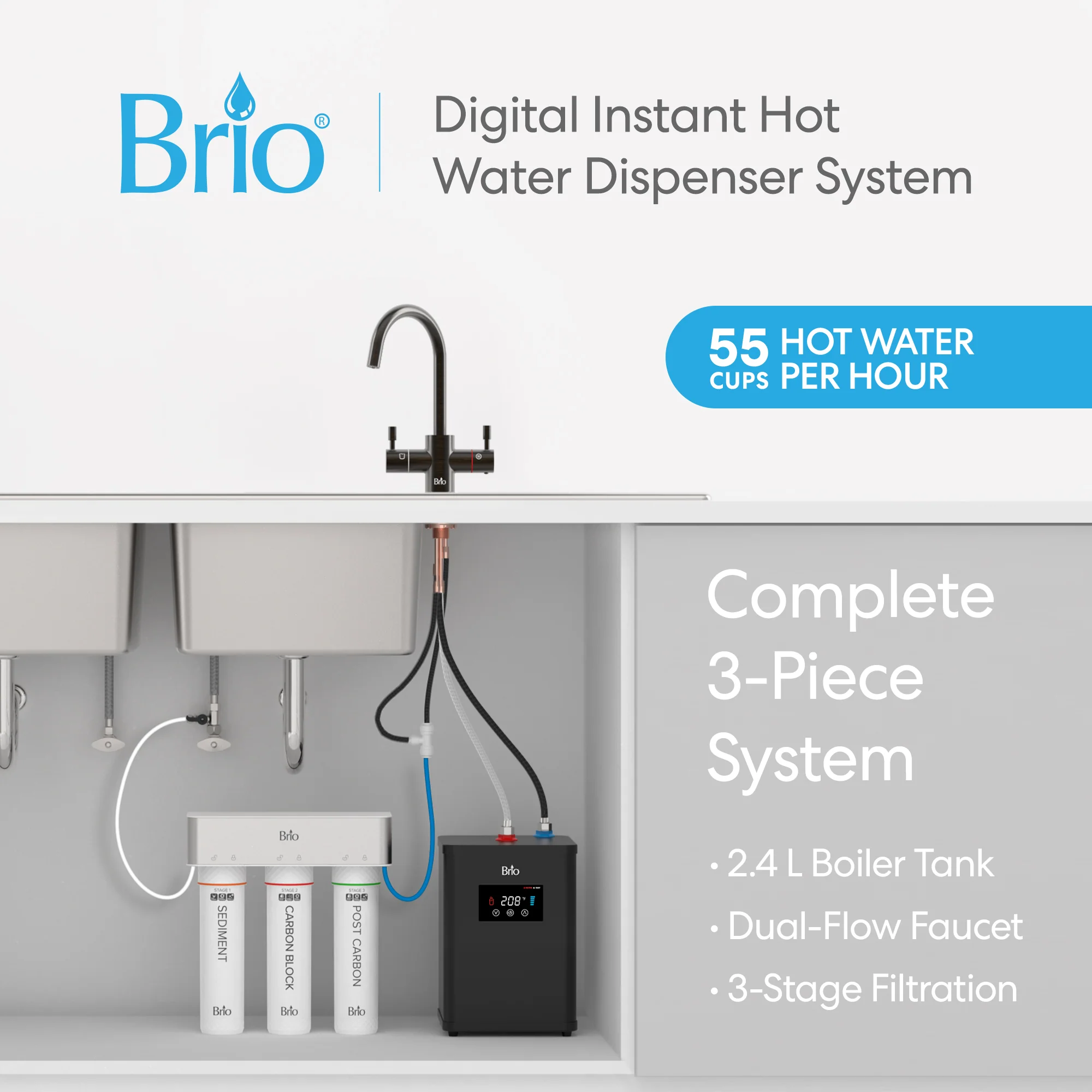 Brio 3-Stage Digital Instant Hot Water Undersink Dispenser System - Oil-Rubbed Bronze - Image 2