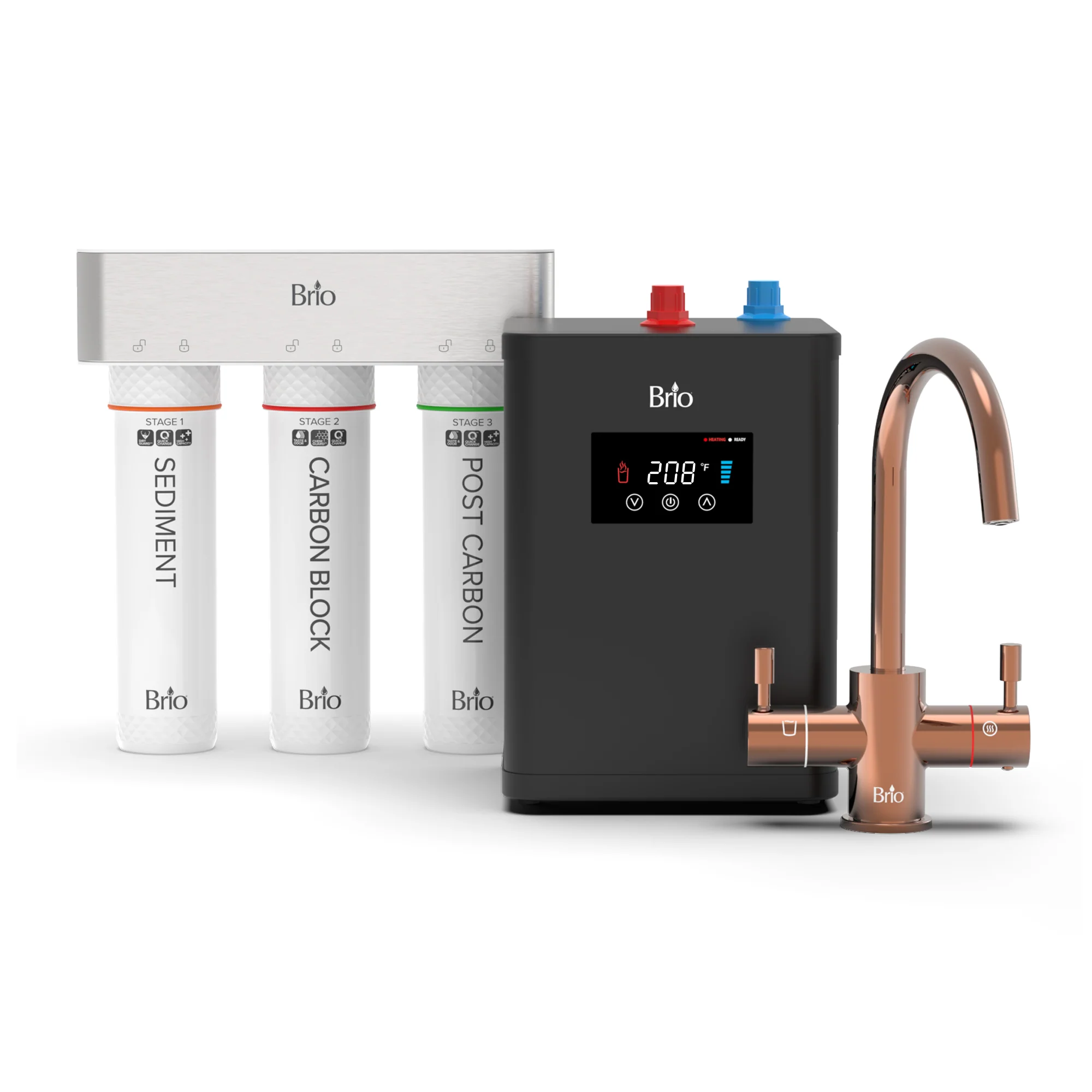 Brio 3-Stage Digital Instant Hot Water Undersink Dispenser System -  Rose Gold