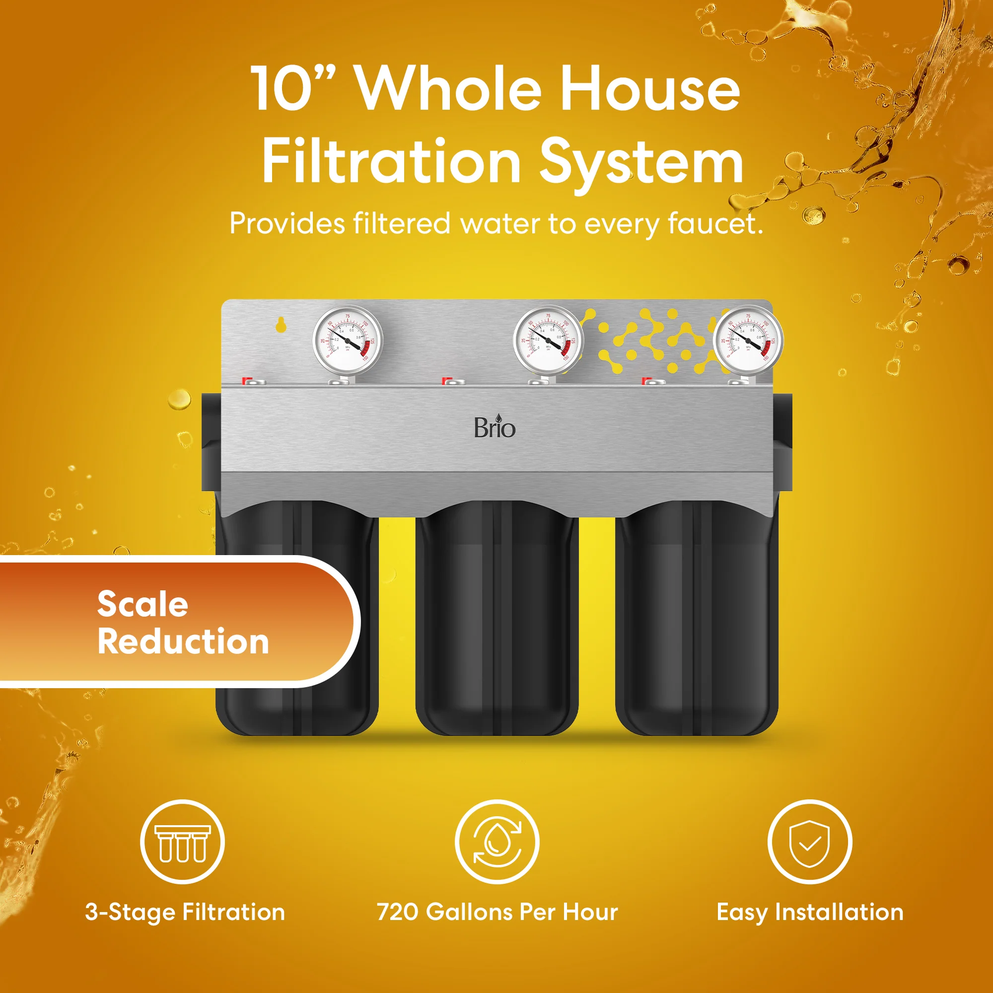 Brio 3-Stage Whole House Filtration System - 10" Anti-Scale - Image 2
