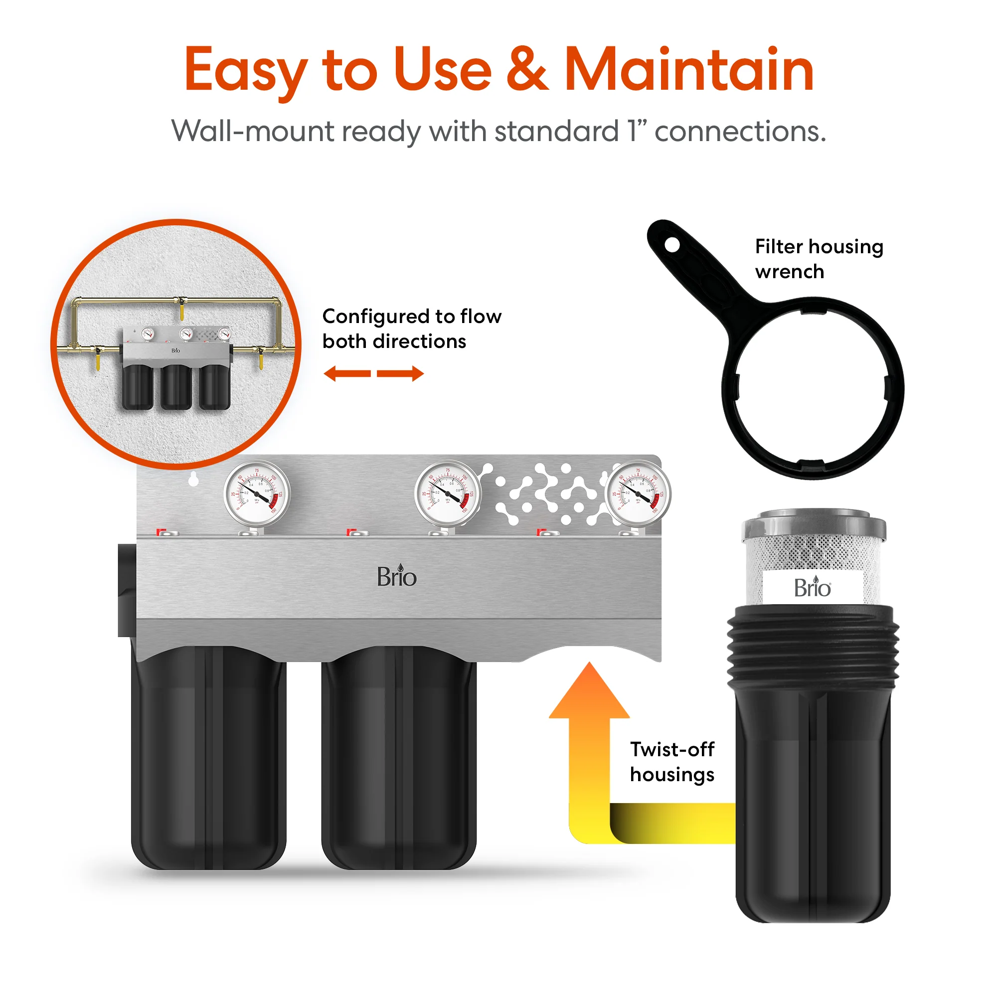 Brio 3-Stage Whole House Filtration System - 10" Anti-Scale - Image 7