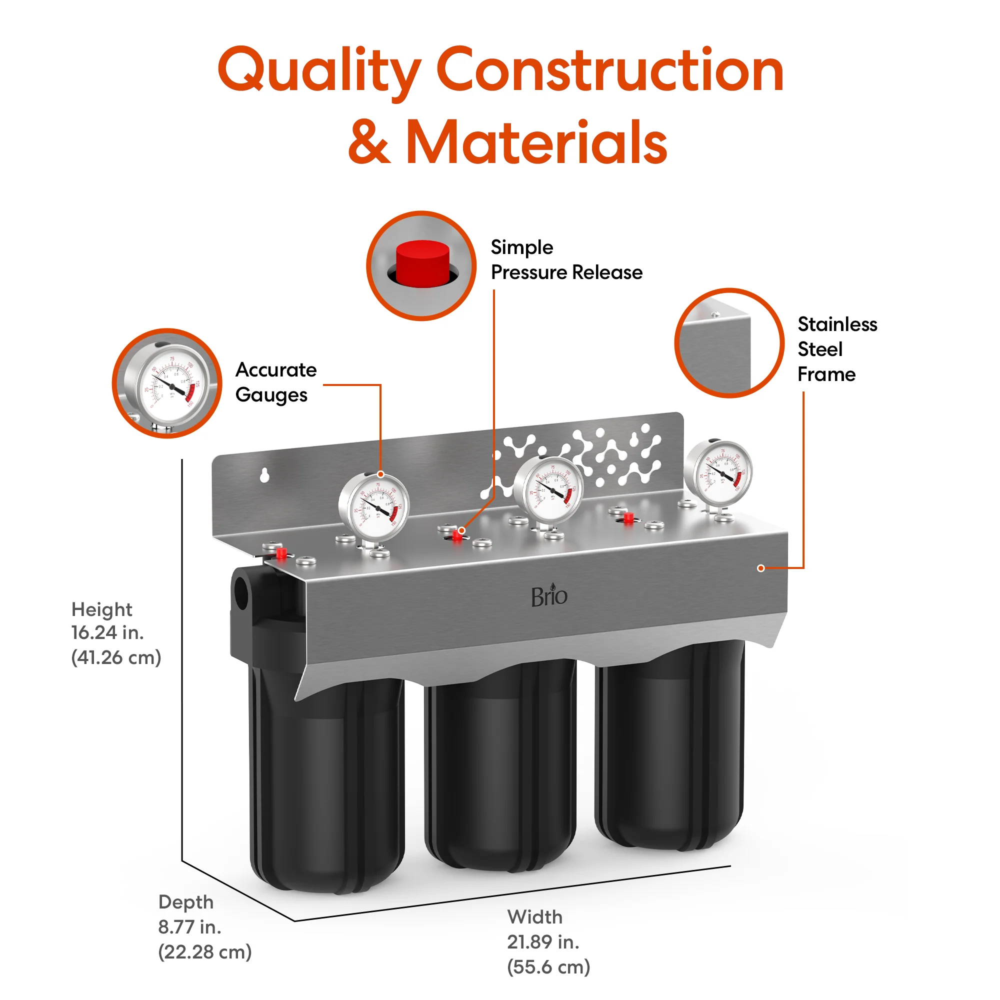 Brio 3-Stage Whole House Filtration System - 10" Anti-Scale - Image 8