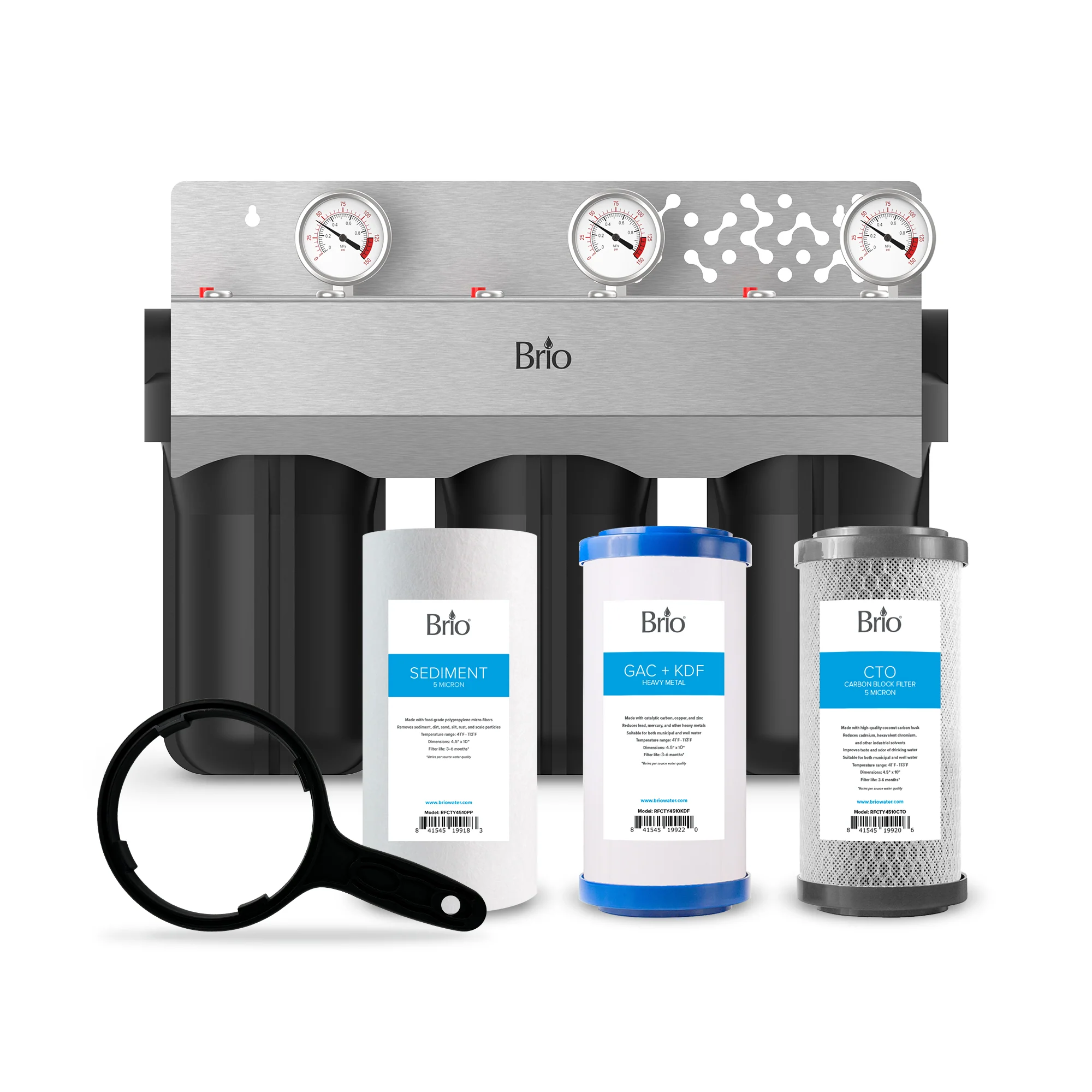 Brio 3-Stage Whole House Filtration System - 10" Heavy Metals