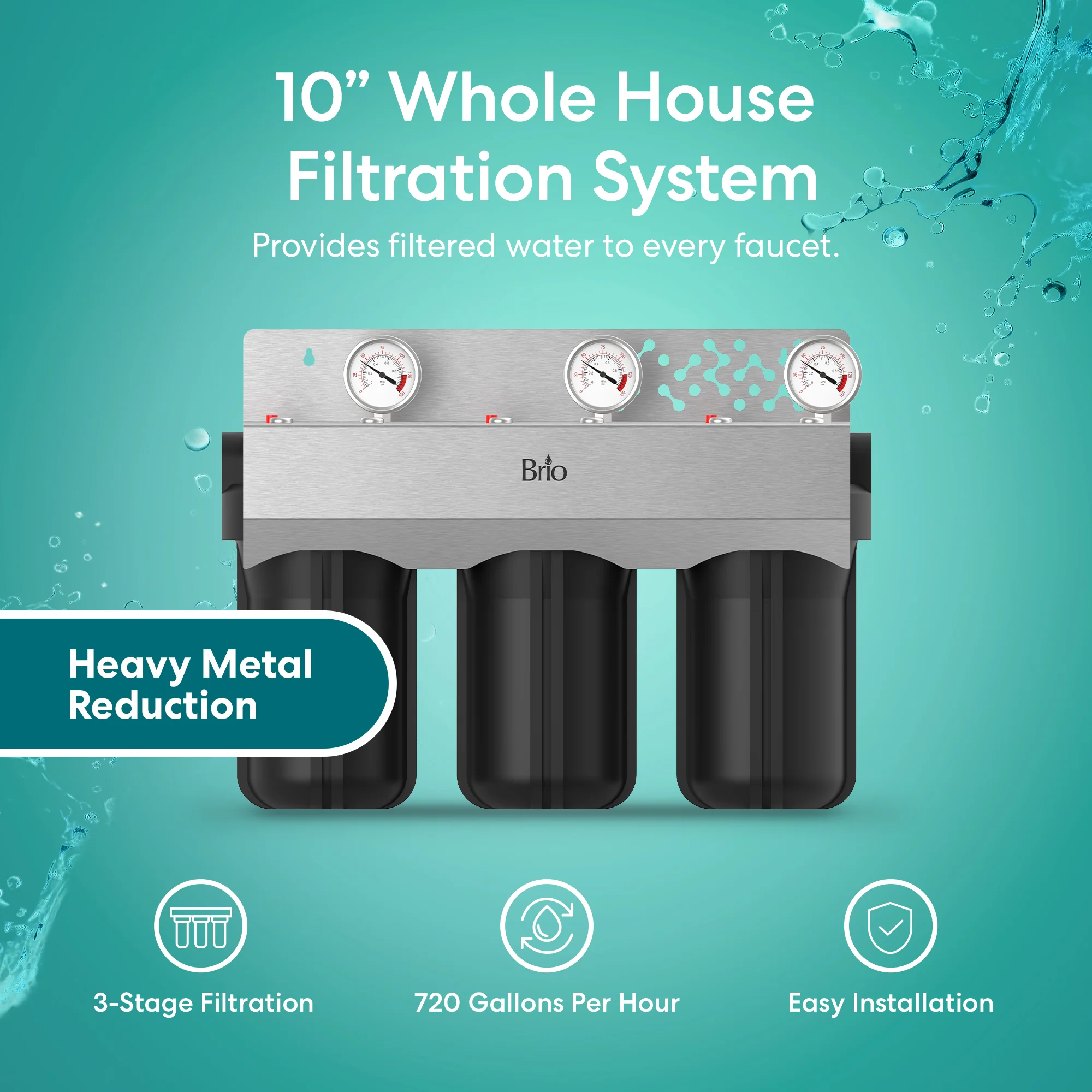 Brio 3-Stage Whole House Filtration System - 10" Heavy Metals - Image 2