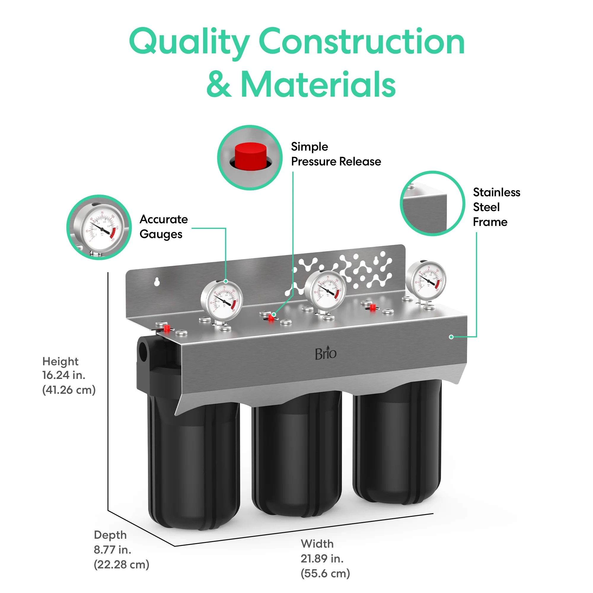 Brio 3-Stage Whole House Filtration System - 10" Heavy Metals - Image 8