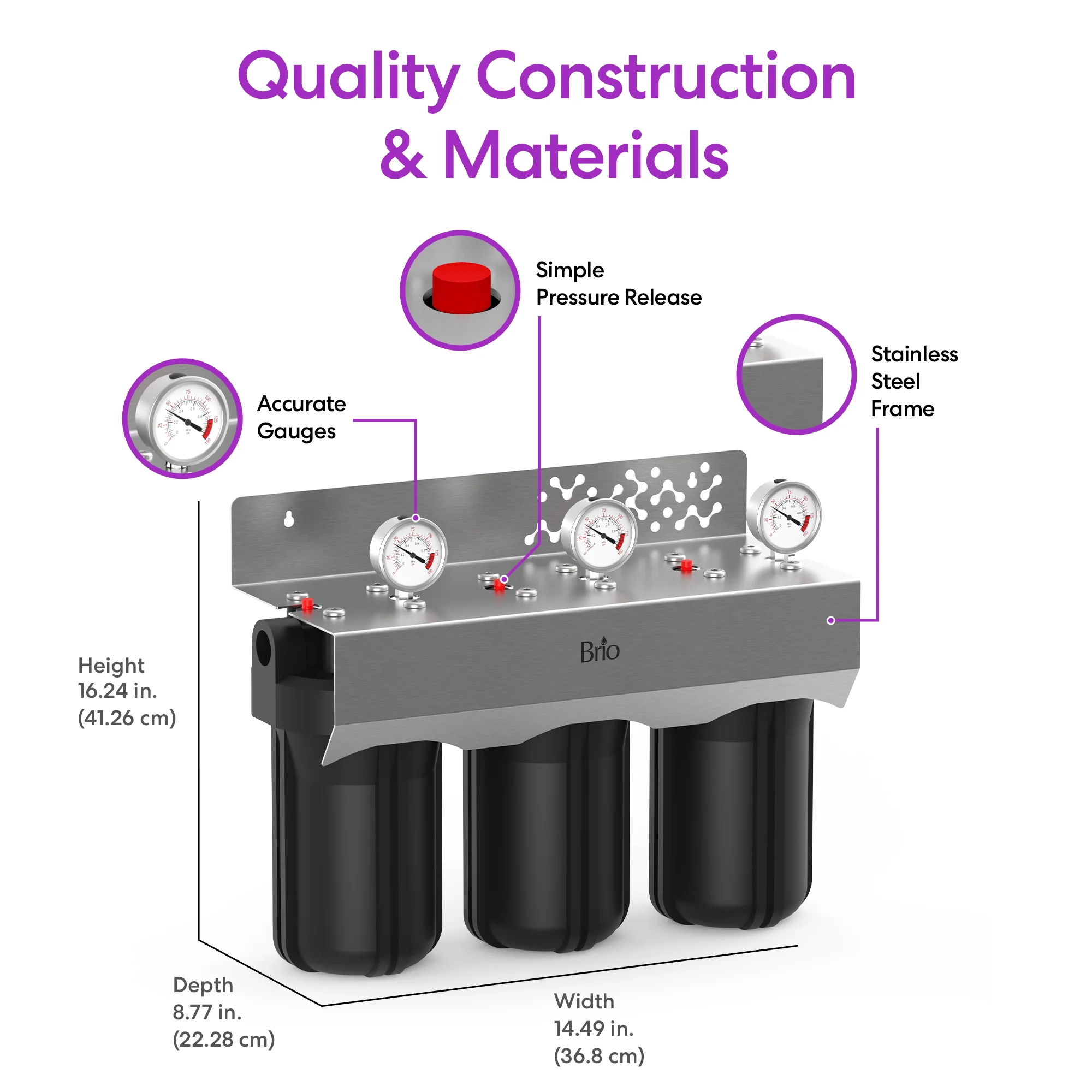 Brio 3-Stage Whole House Filtration System - 10" Iron & Manganese - Image 8