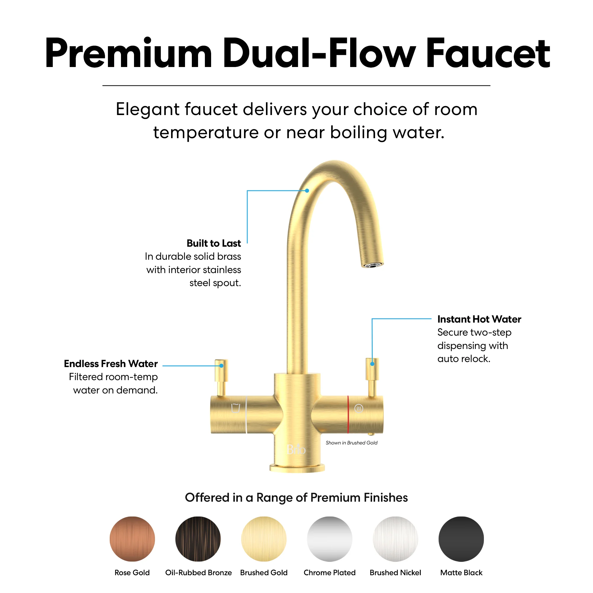 Brio 3-Stage Instant Hot Water Undersink Dispenser System - Brushed Gold - Image 4