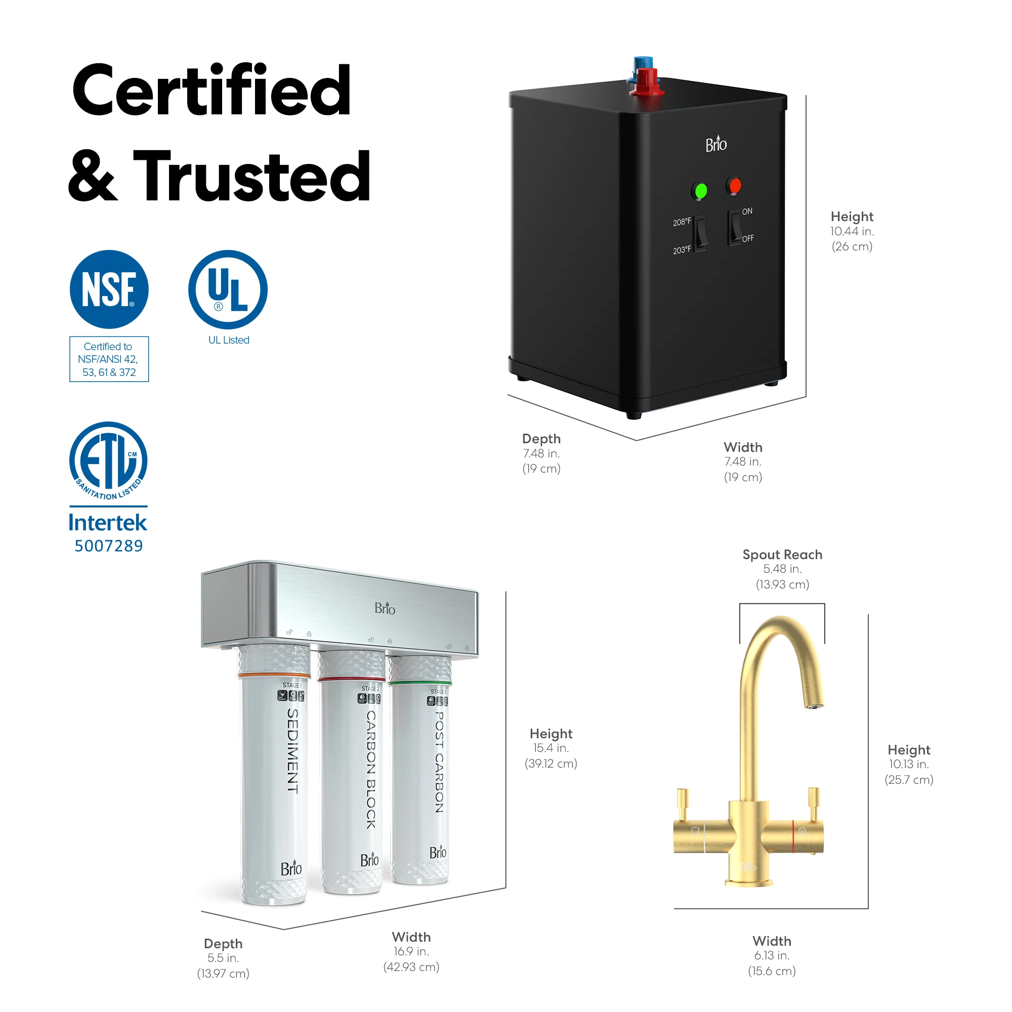 Brio 3-Stage Instant Hot Water Undersink Dispenser System - Brushed Gold - Image 9