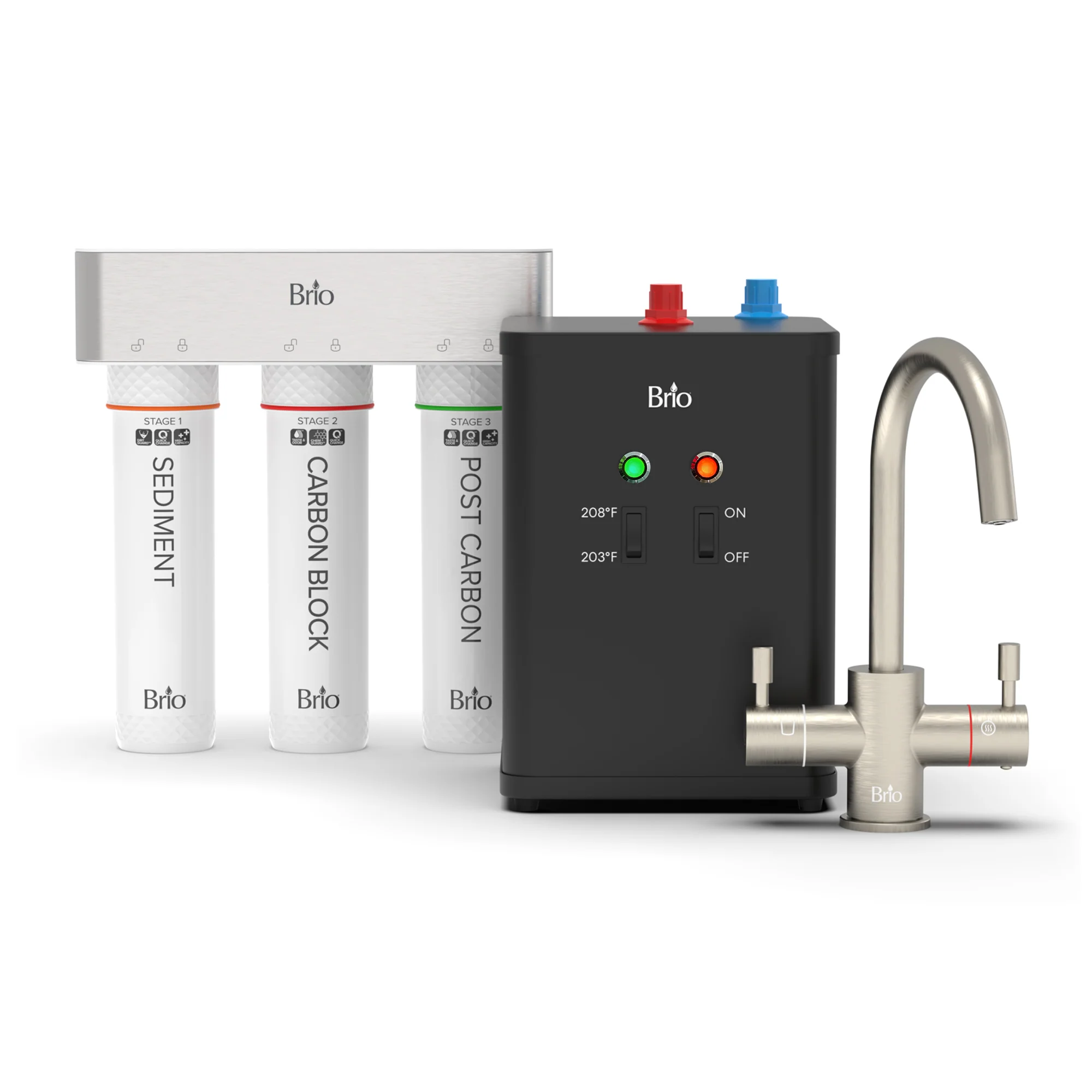 Brio 3-Stage Instant Hot Water Undersink Dispenser System - Brushed Nickel