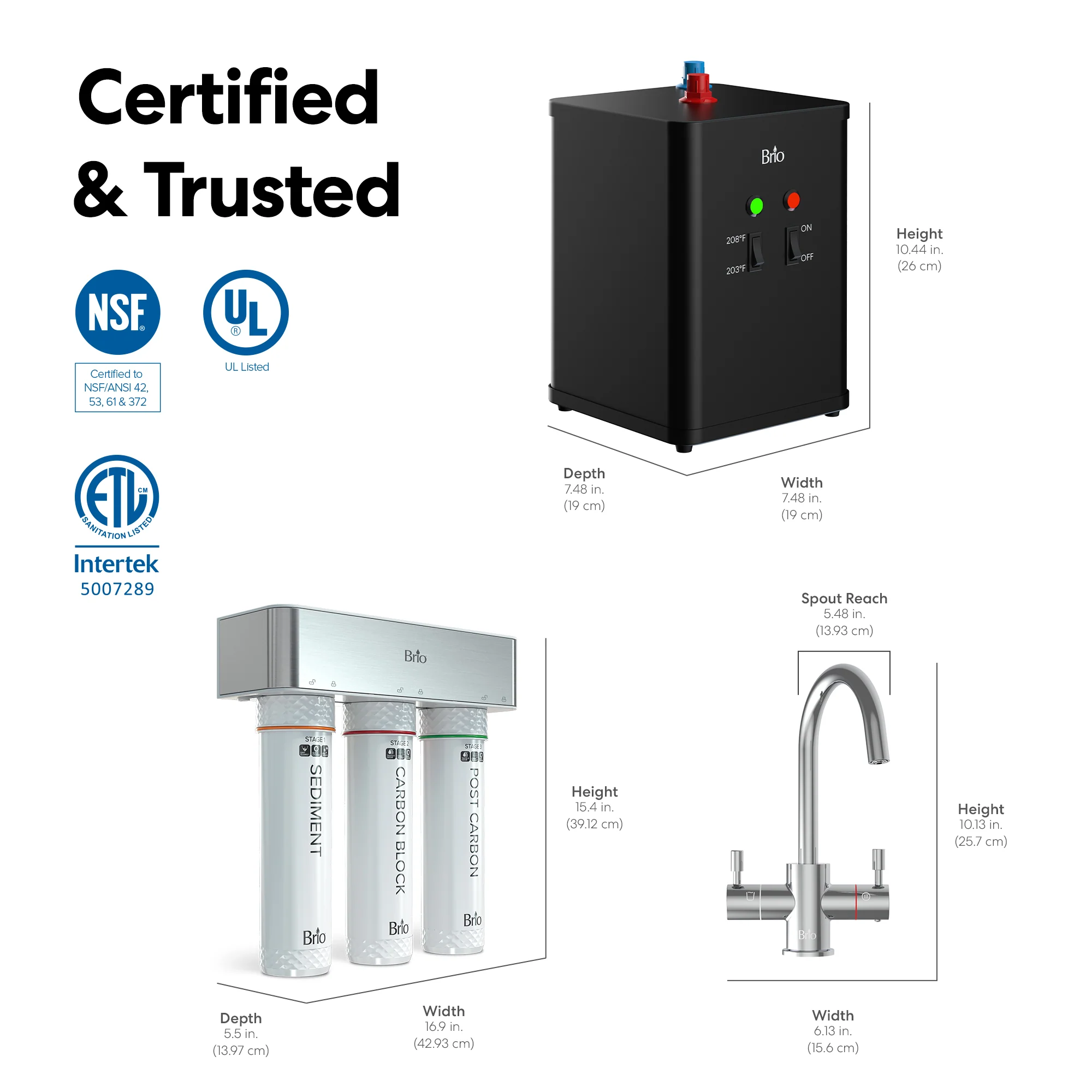 Brio 3-Stage Instant Hot Water Undersink Dispenser System - Chrome Plated - Image 9