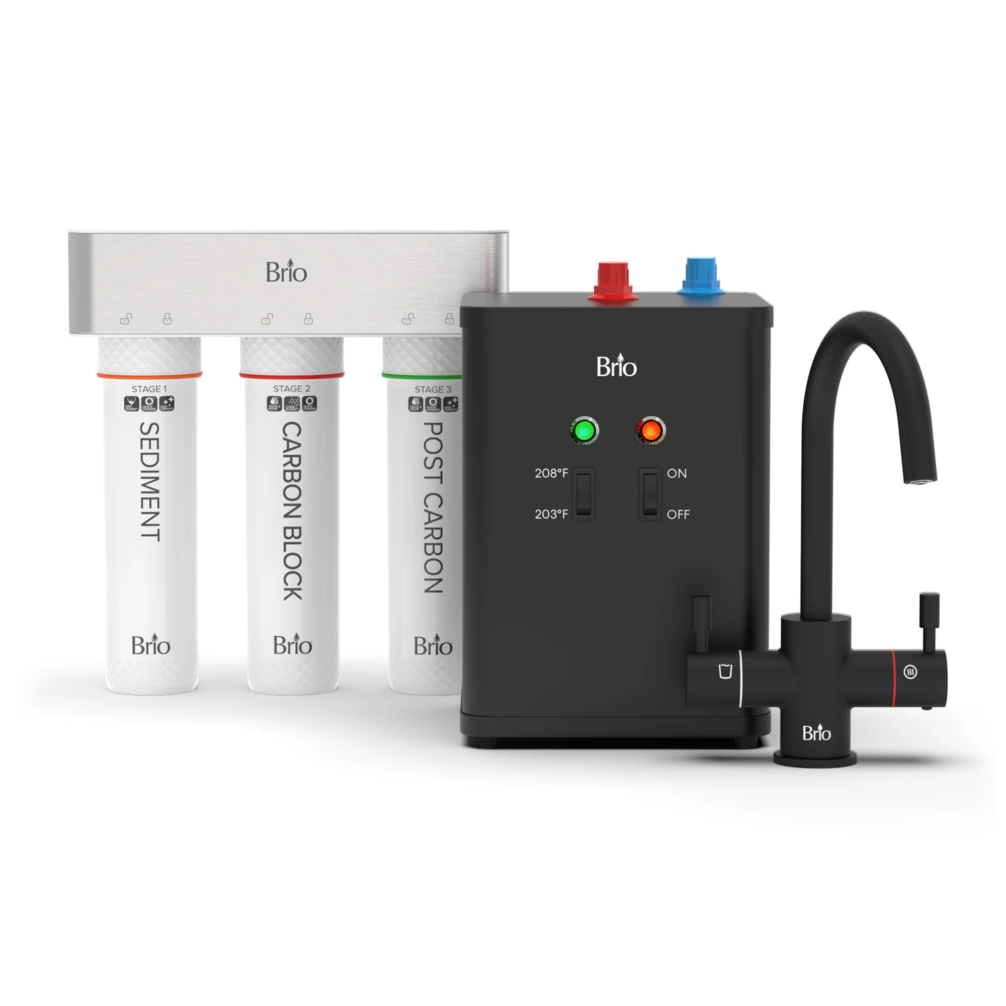 Brio 3-Stage Instant Hot Water Undersink Dispenser System - Matte Black