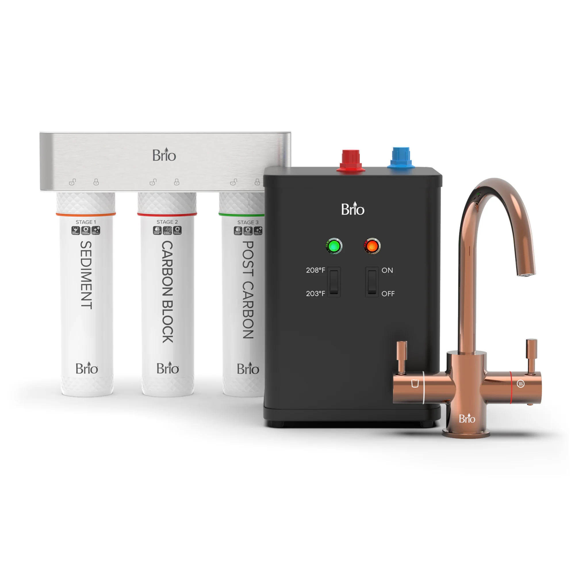 Brio 3-Stage Instant Hot Water Undersink Dispenser System - Rose Gold
