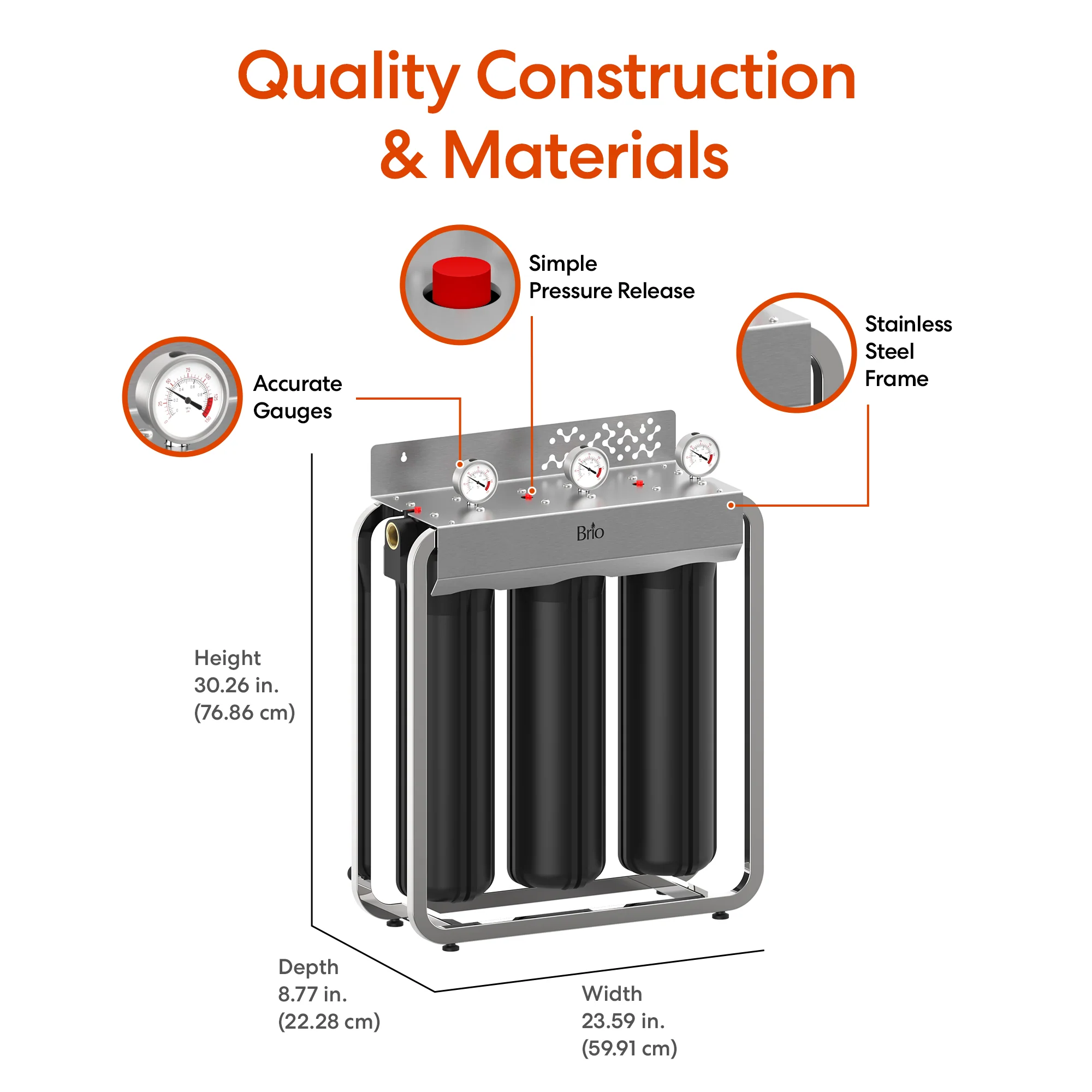 Brio 3-Stage Whole House Filtration System - 20" Anti-Scale - Image 8
