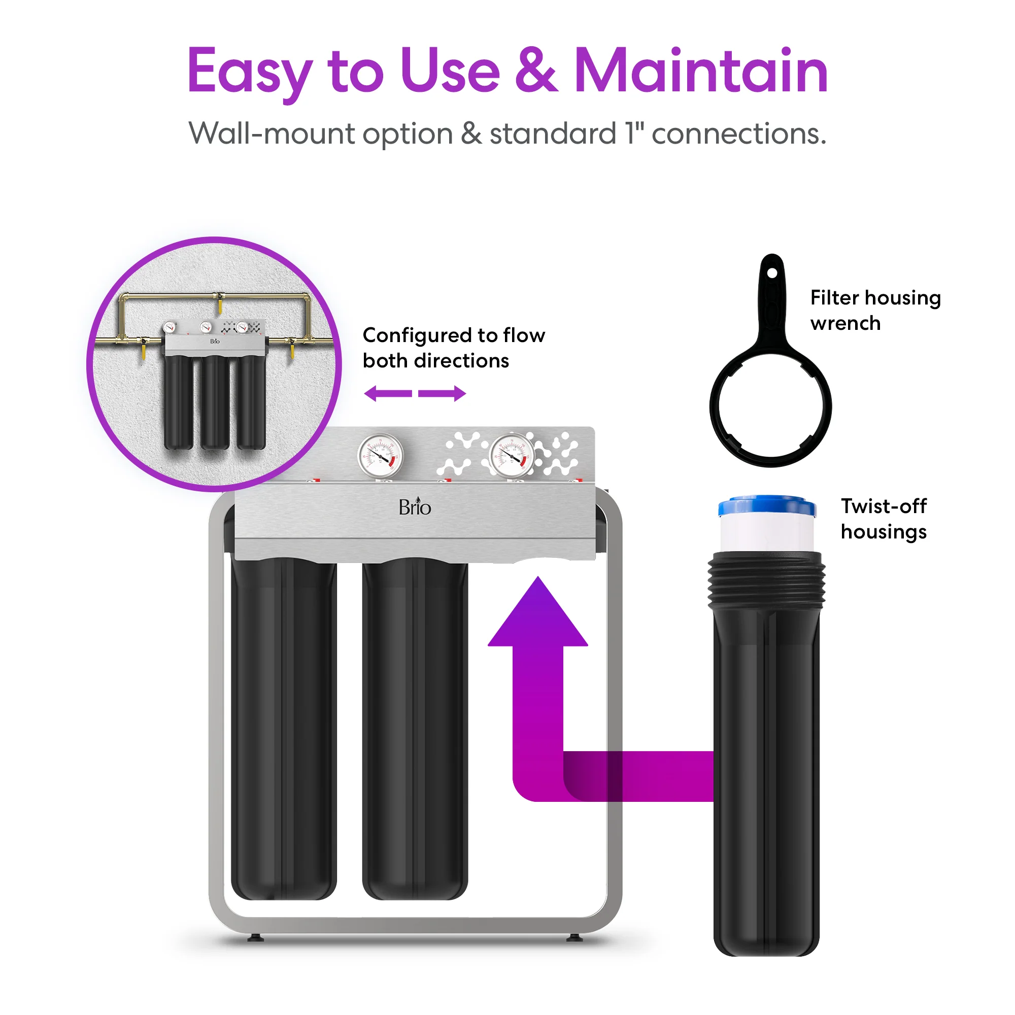 Brio 3-Stage Whole House Filtration System - 20" Iron & Manganese - Image 7