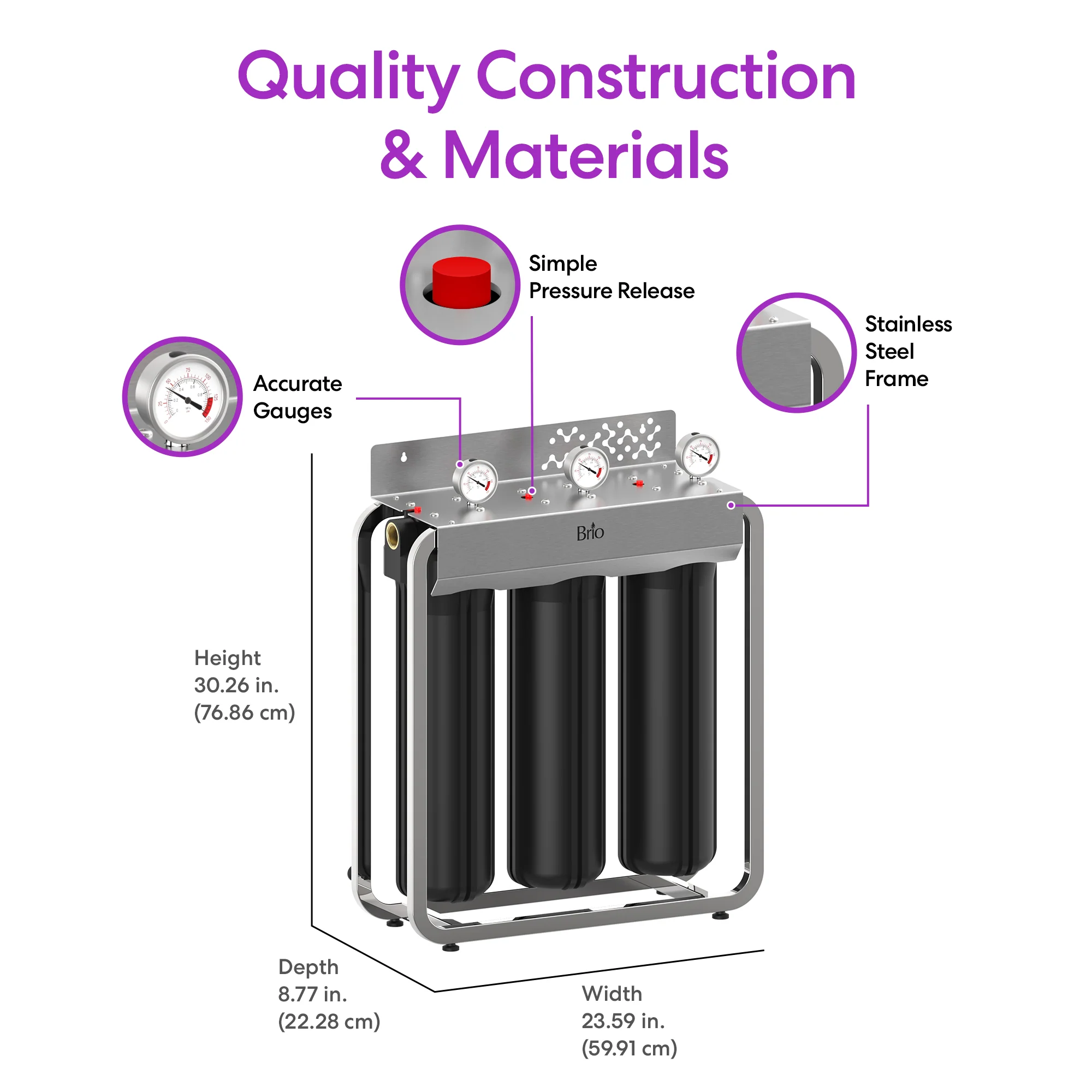 Brio 3-Stage Whole House Filtration System - 20" Iron & Manganese - Image 8