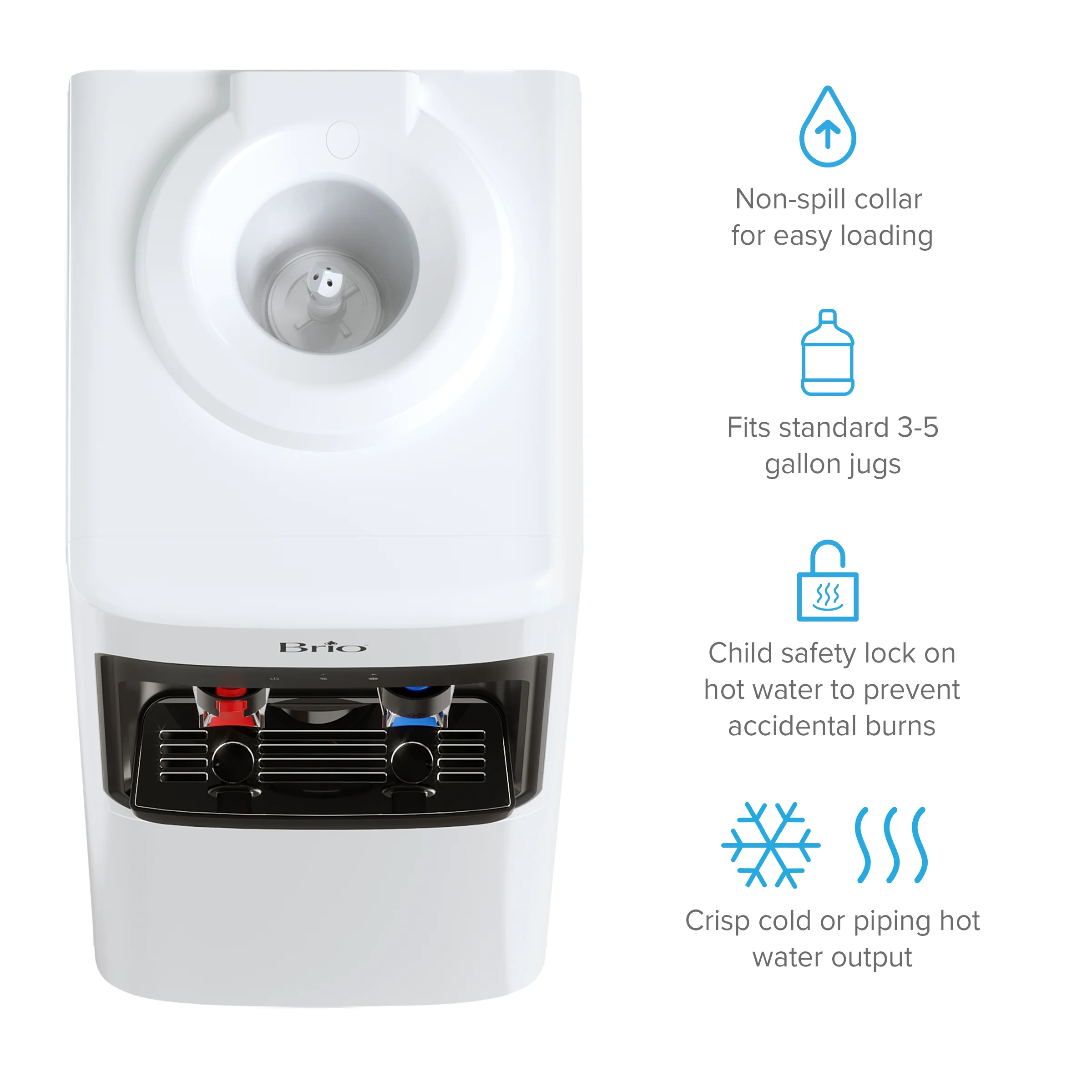 Brio 300 Slim Series White Top Load Water Cooler - Image 6