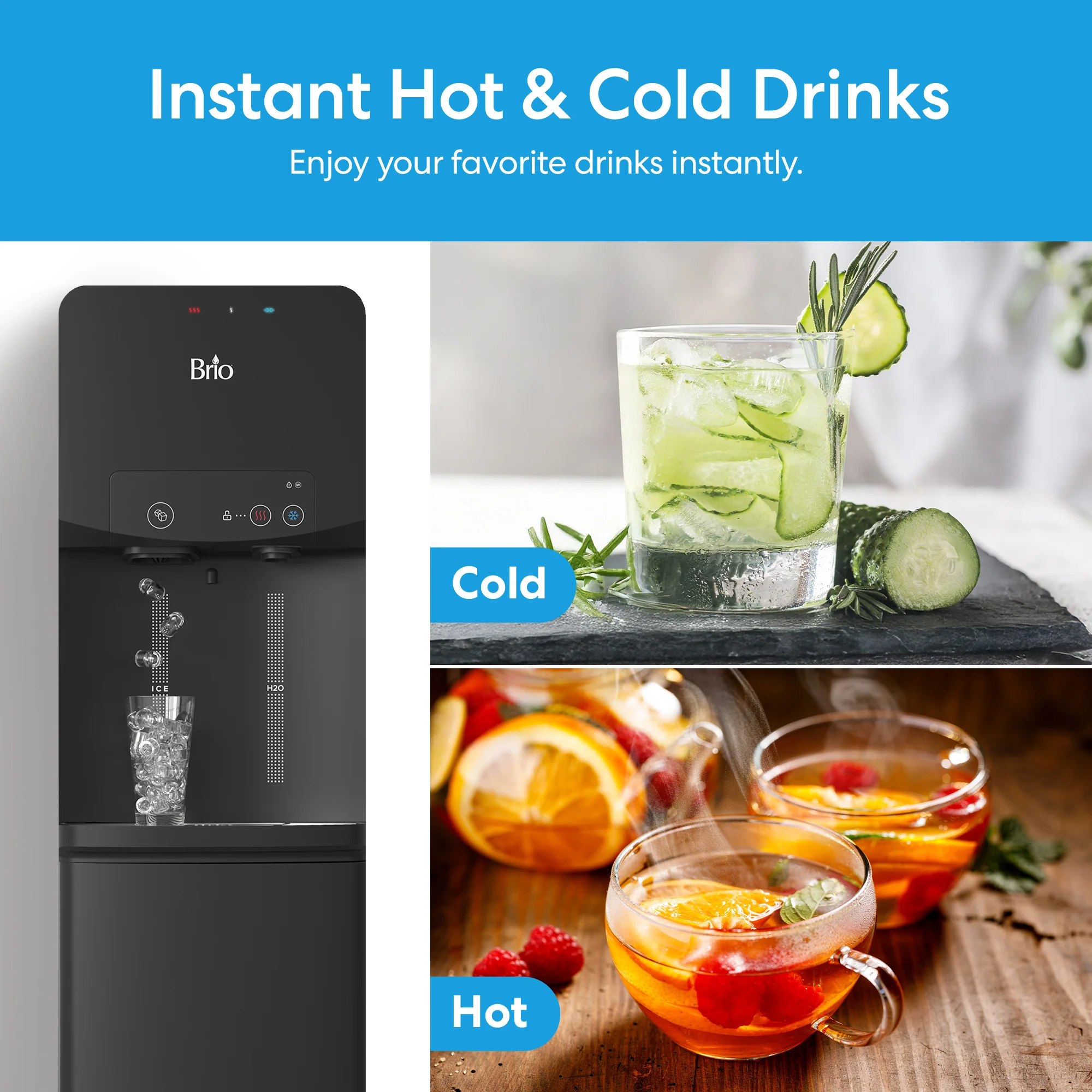 Brio 320 Bottom Load Ice + Hot/Cold Water Cooler Dispenser - Image 4