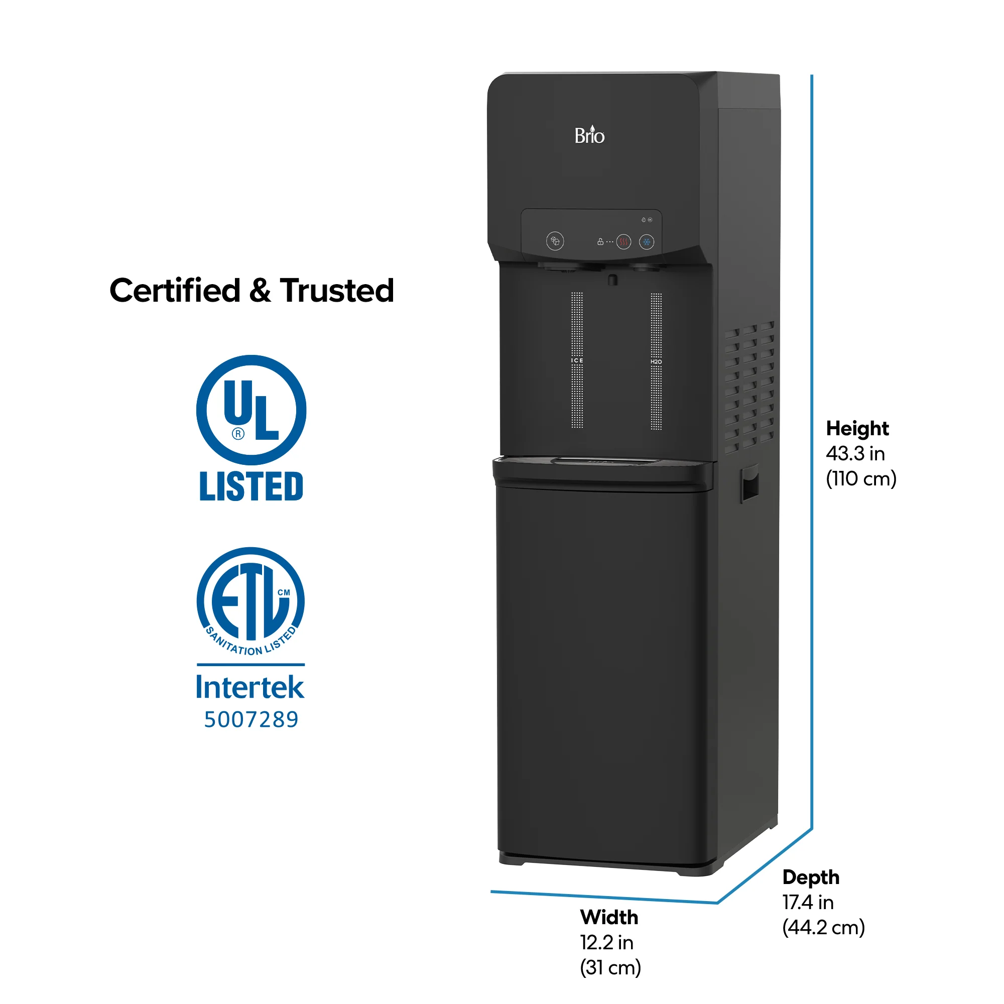 Brio 320 Bottom Load Ice + Hot/Cold Water Cooler Dispenser - Image 9
