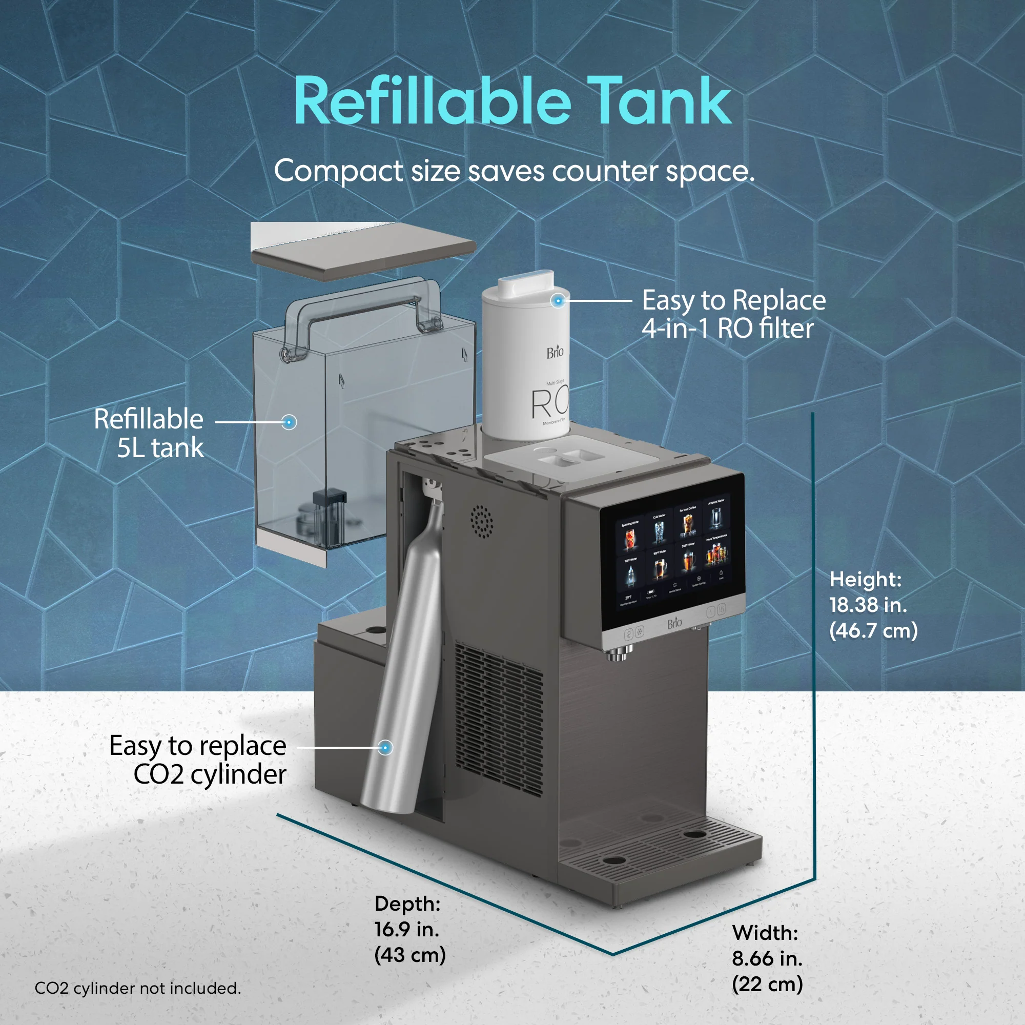 Brio Q60 4-Stage Reverse Osmosis Sparkling Countertop Water Dispenser - Image 5