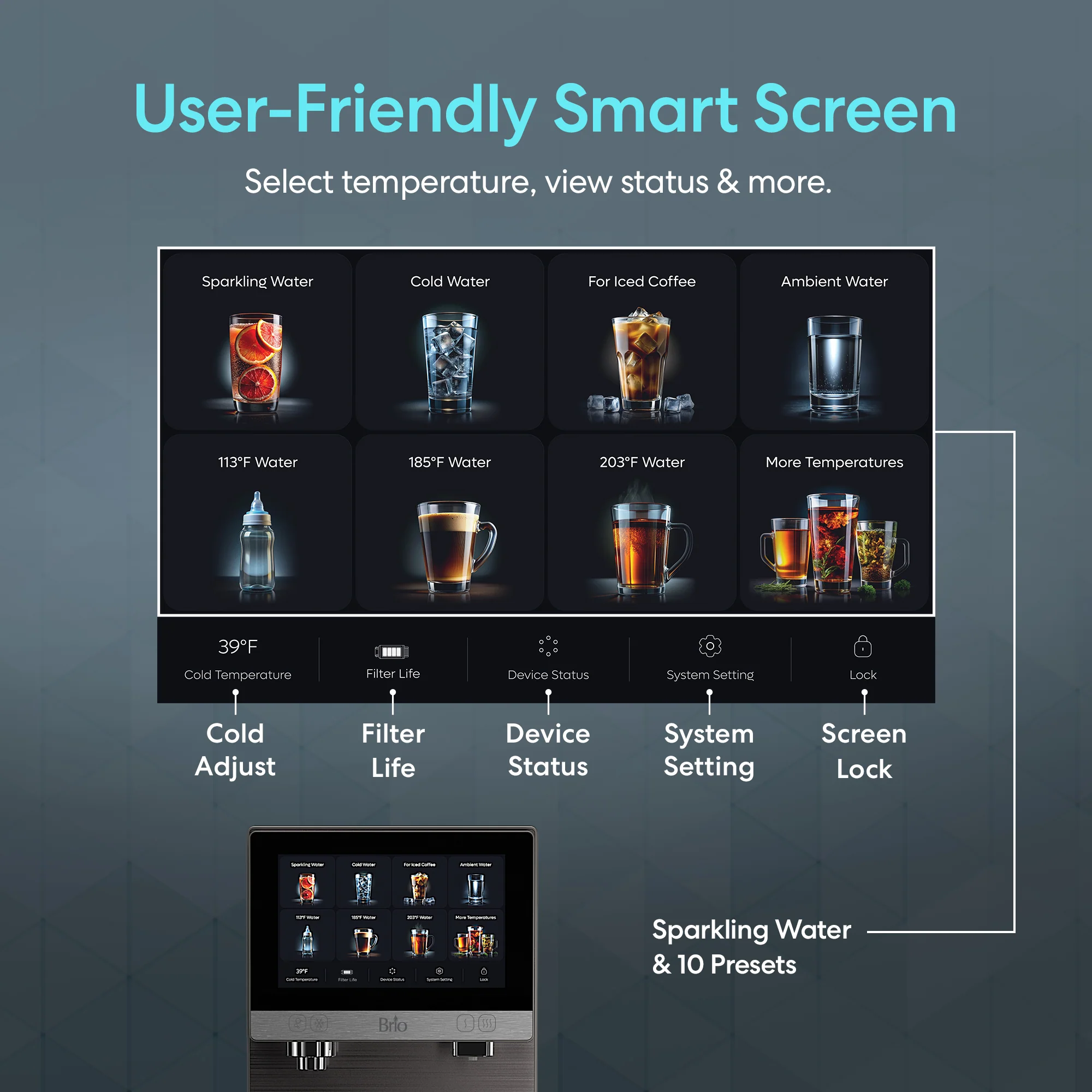 Brio Q60 4-Stage Reverse Osmosis Sparkling Countertop Water Dispenser - Image 7