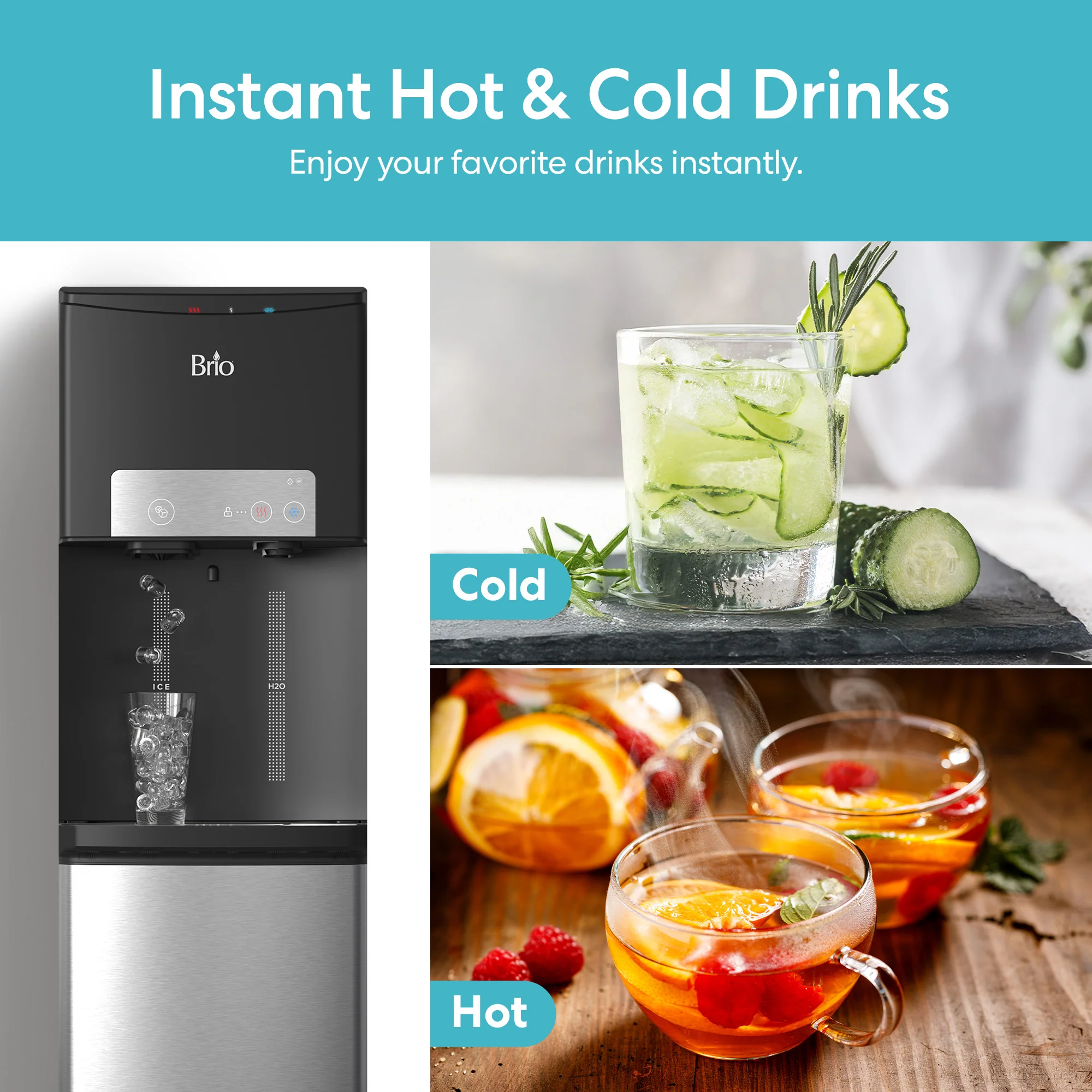 Brio 420 Bottom Load Ice + Hot/Cold Water Cooler Dispenser - Image 4