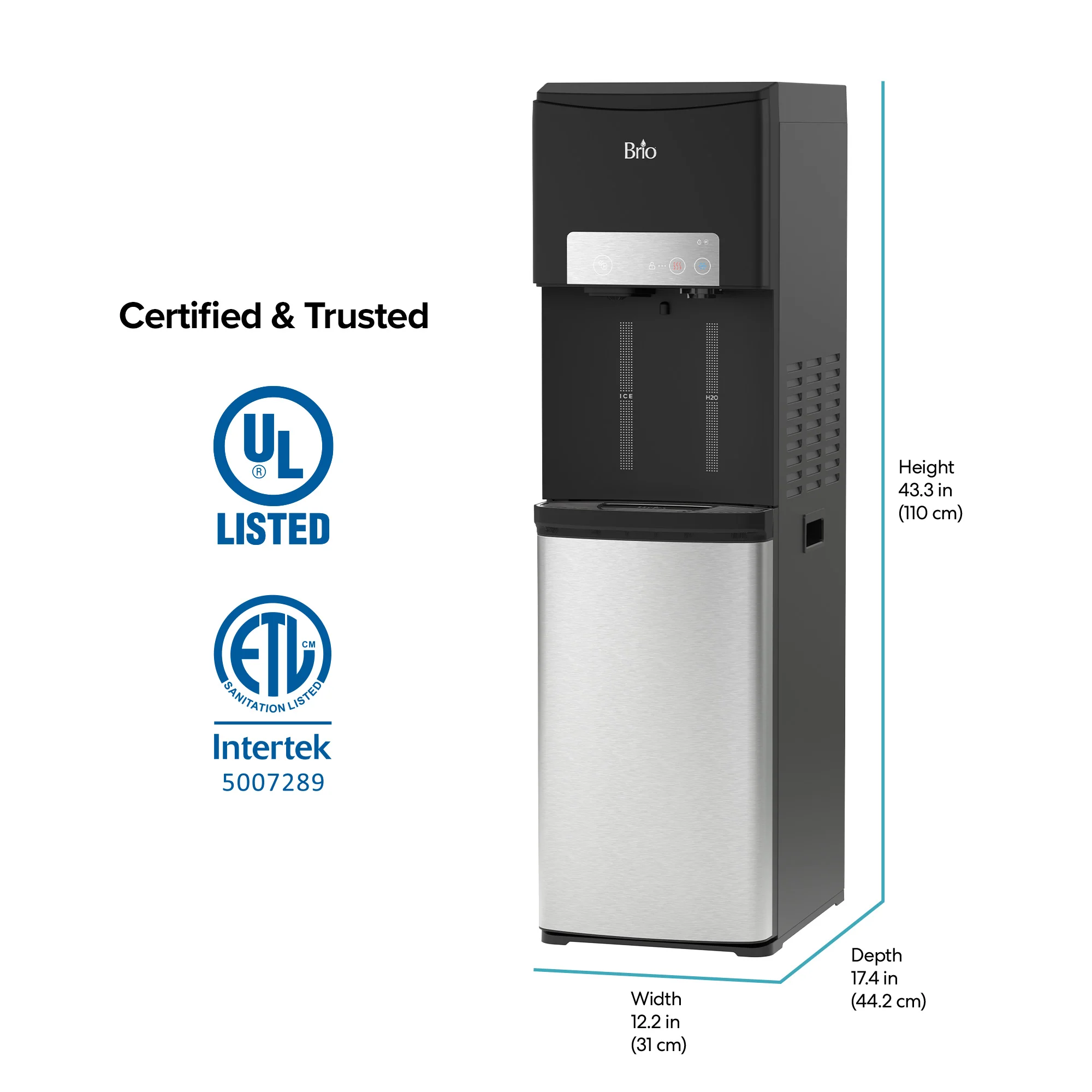 Brio 420 Bottom Load Ice + Hot/Cold Water Cooler Dispenser - Image 9