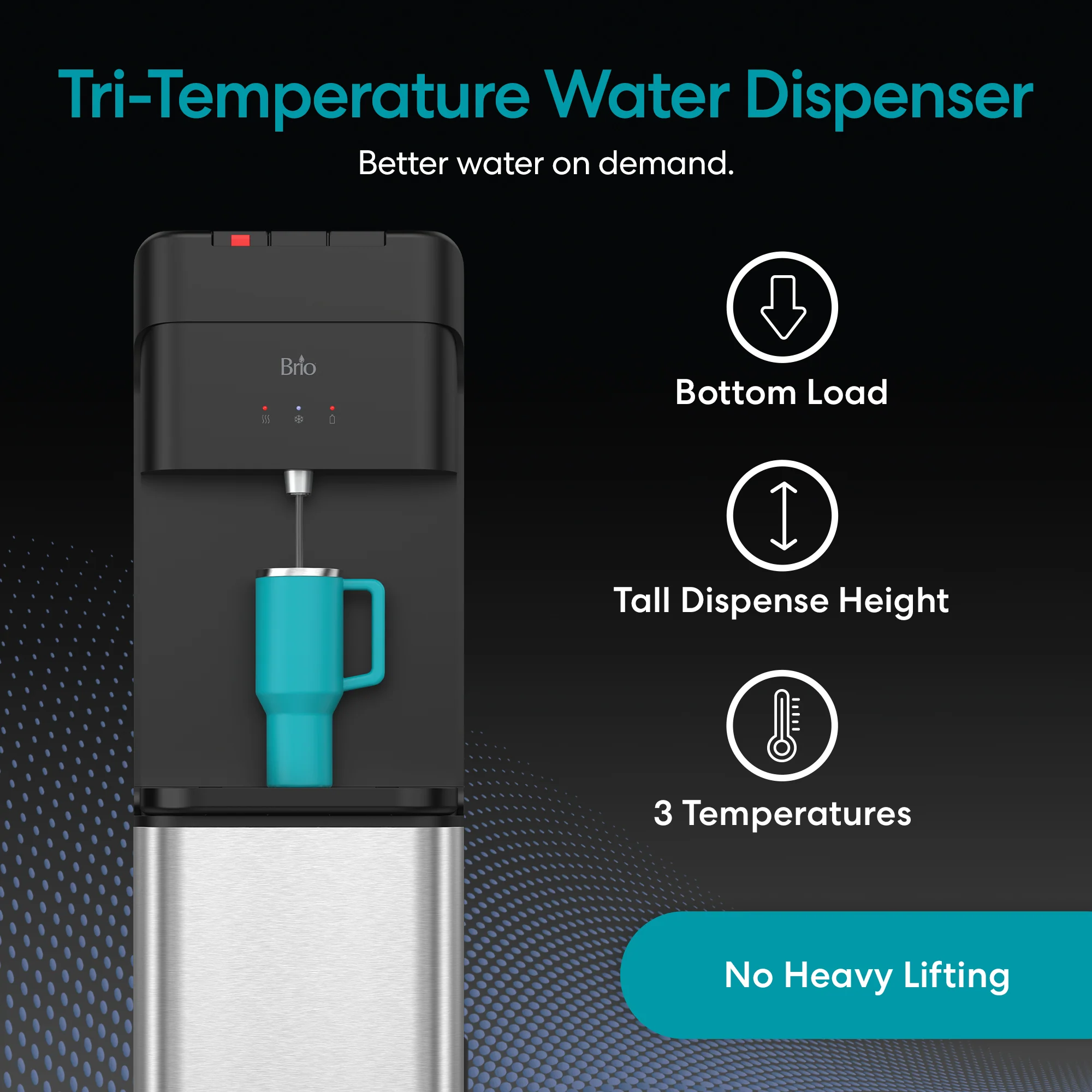 Brio 425 Stainless Steel Bottom Load Tri Temperature Water Cooler - Image 2