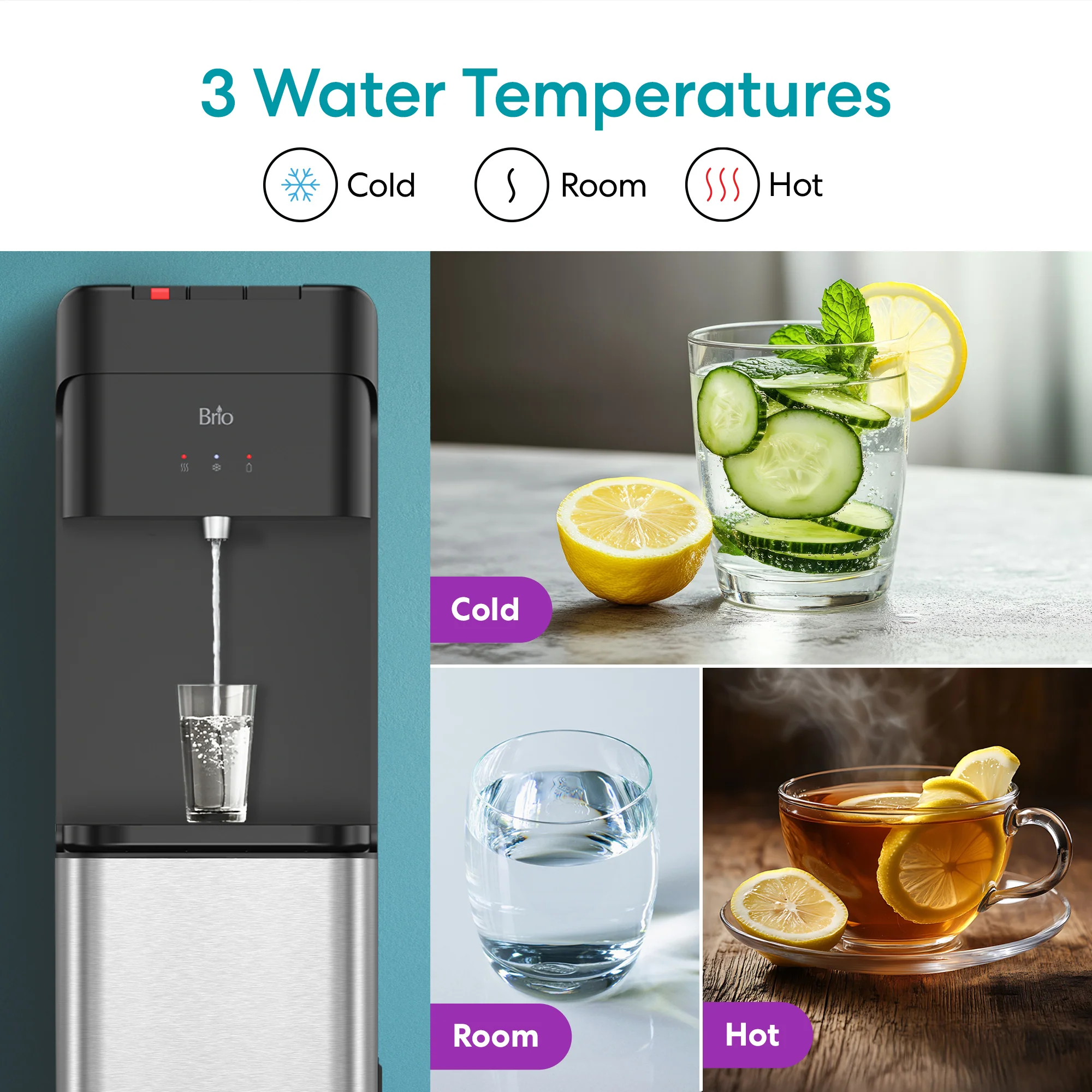 Brio 425 Stainless Steel Bottom Load Tri Temperature Water Cooler - Image 6