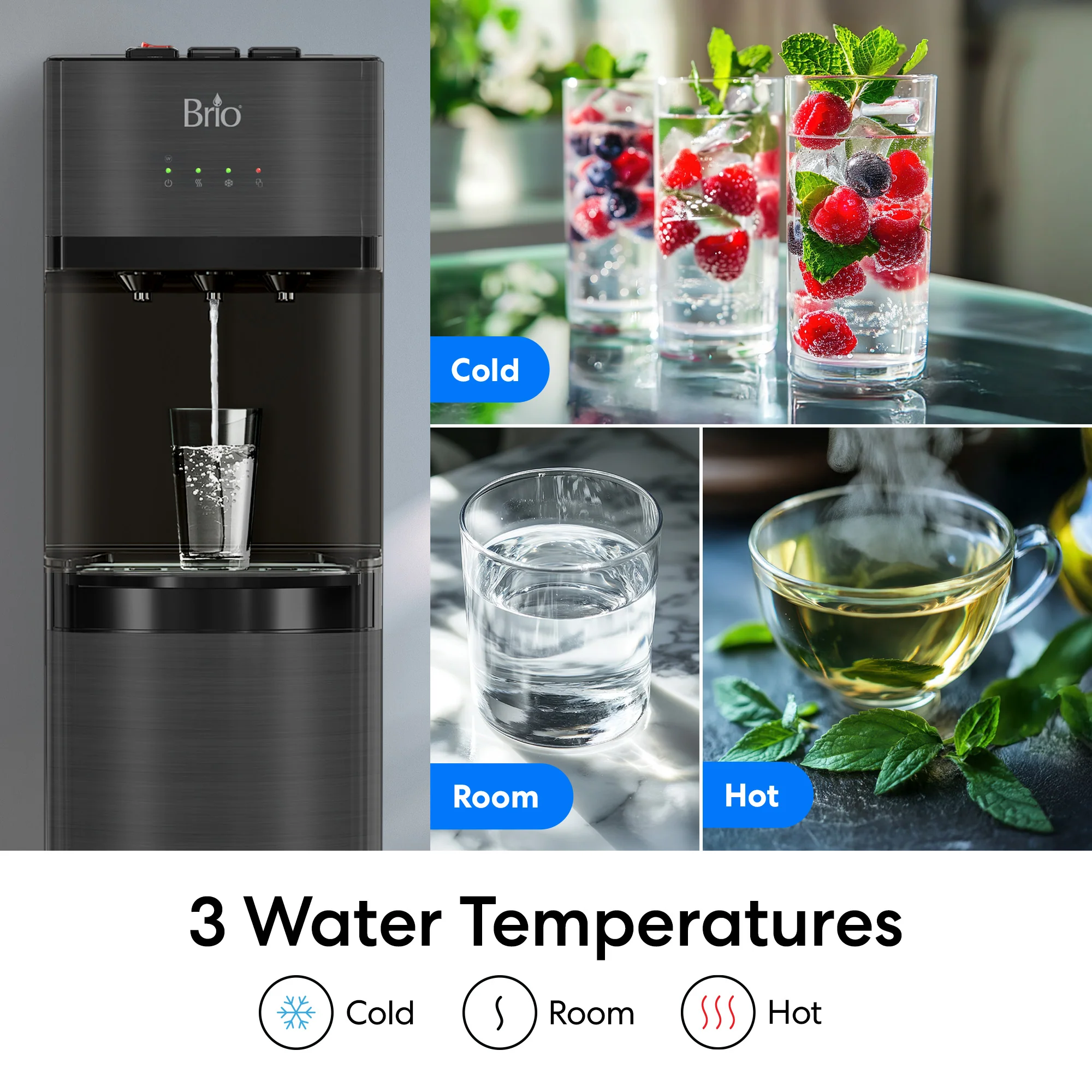 Brio 500 Series Self-Cleaning Black Stainless Bottom Load Water Cooler - Image 3