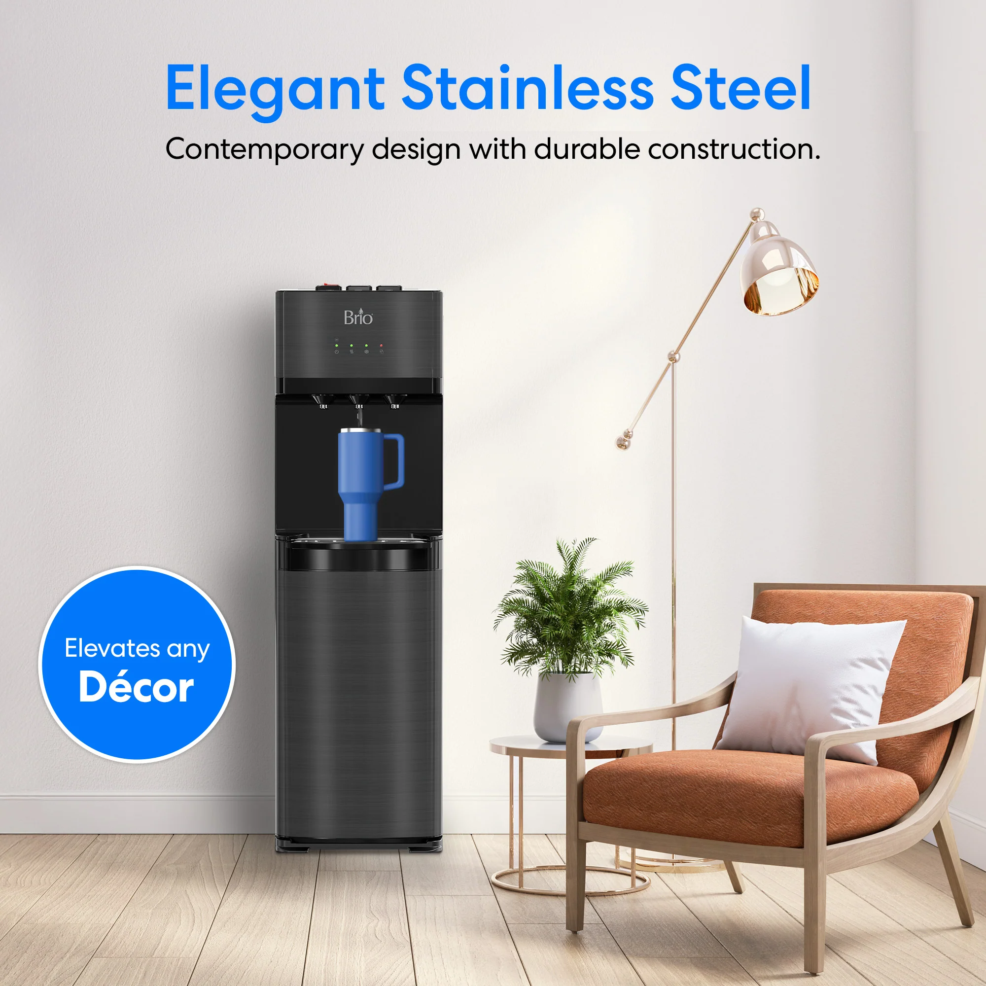 Brio 500 Series Self-Cleaning Black Stainless Bottom Load Water Cooler - Image 5