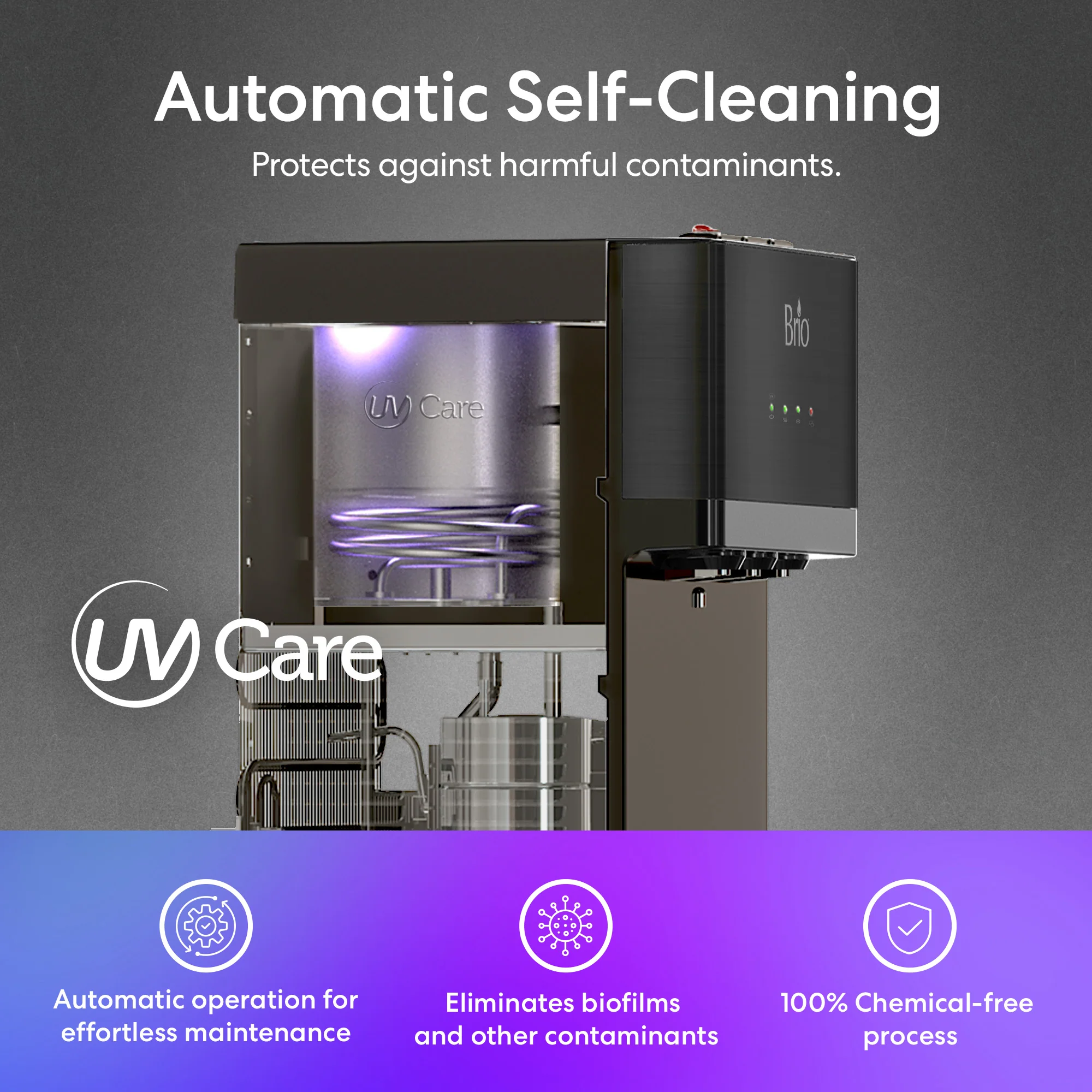 Brio 500 Series Self-Cleaning Black Stainless Bottom Load Water Cooler - Image 7
