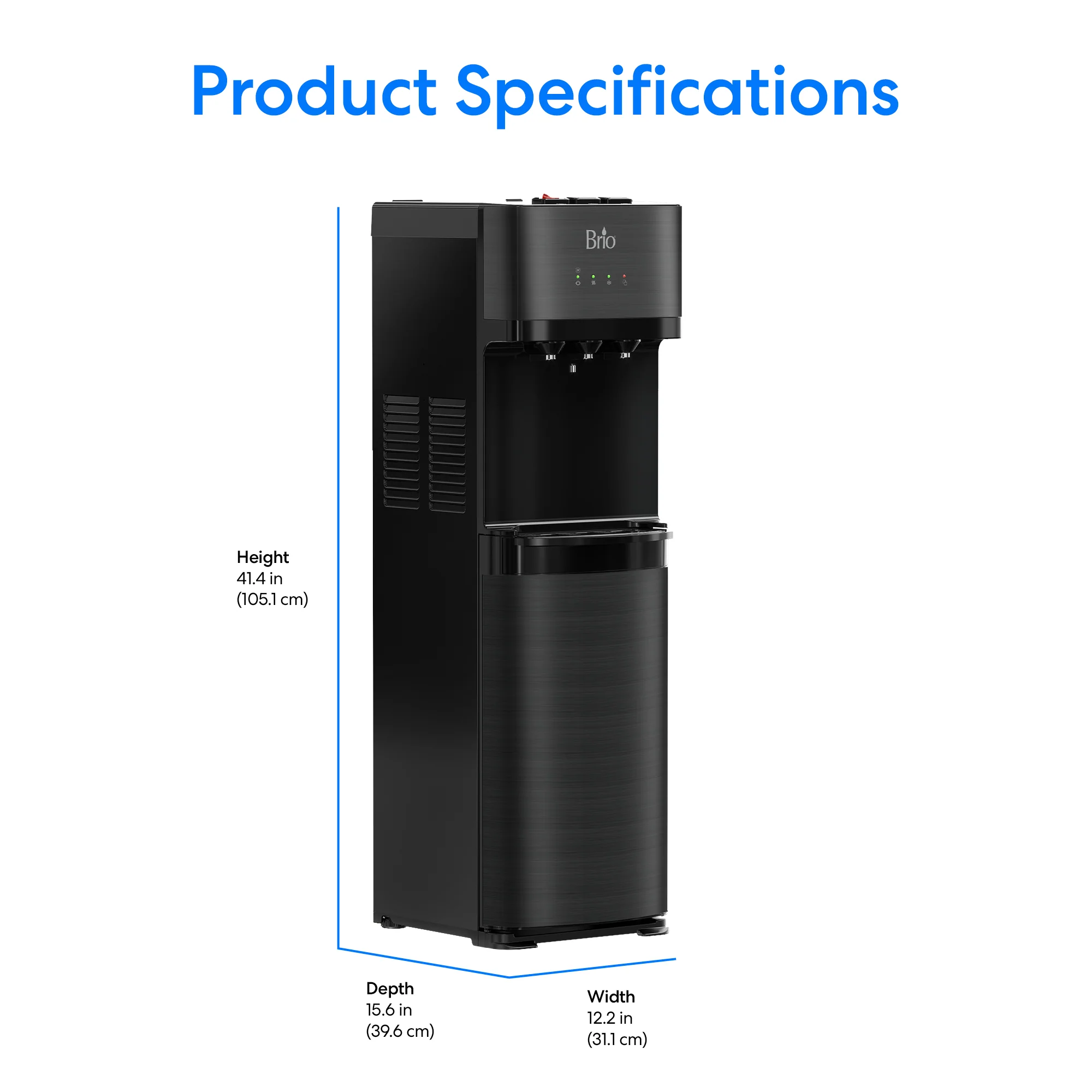 Brio 500 Series Self-Cleaning Black Stainless Bottom Load Water Cooler - Image 9